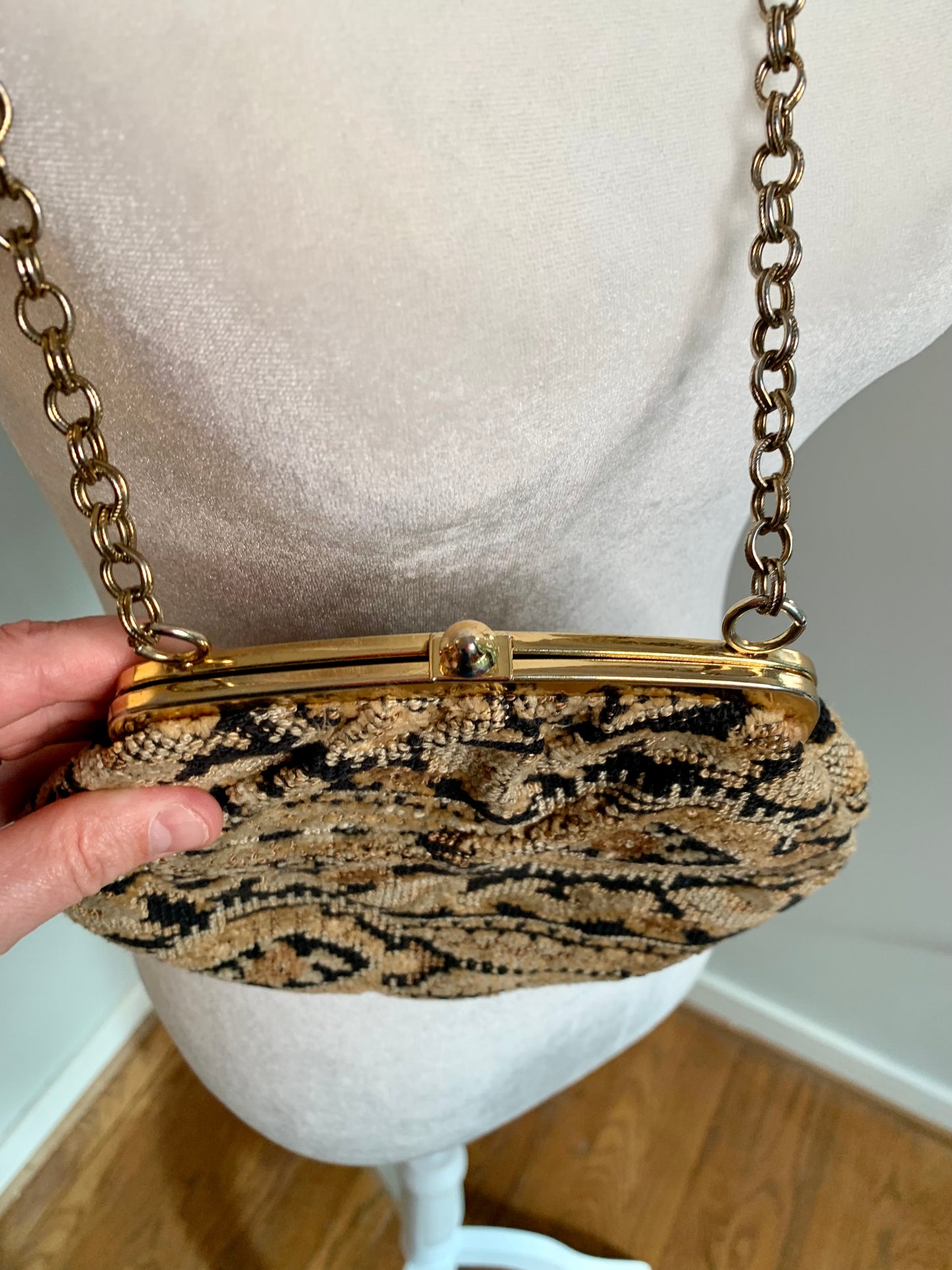 Neutral Tapestry/Chain Purse