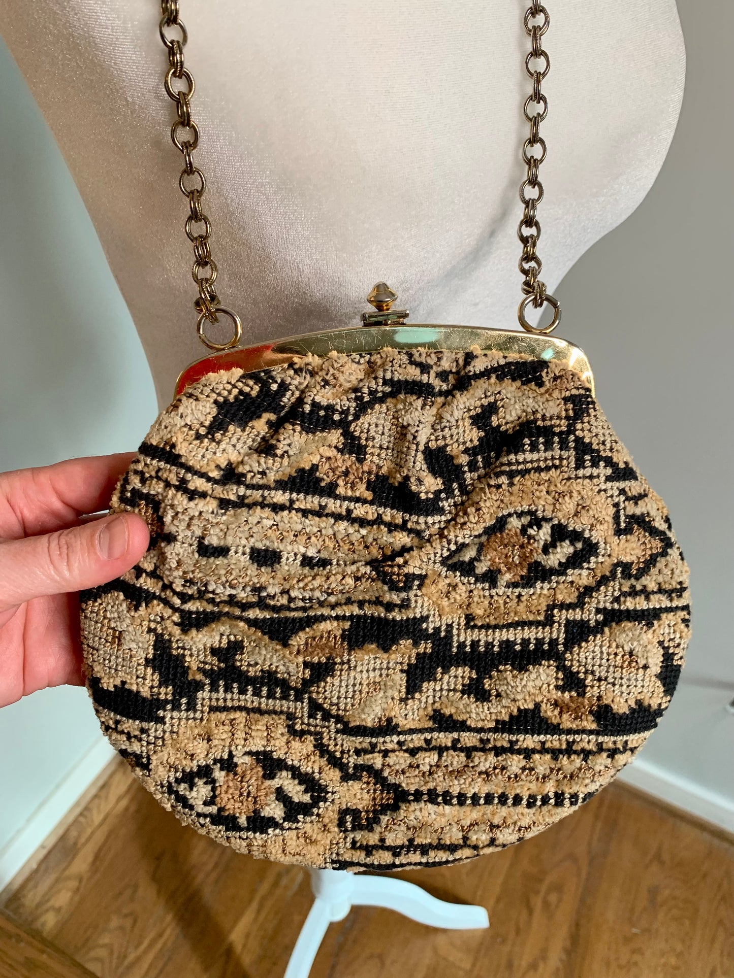 Neutral Tapestry/Chain Purse
