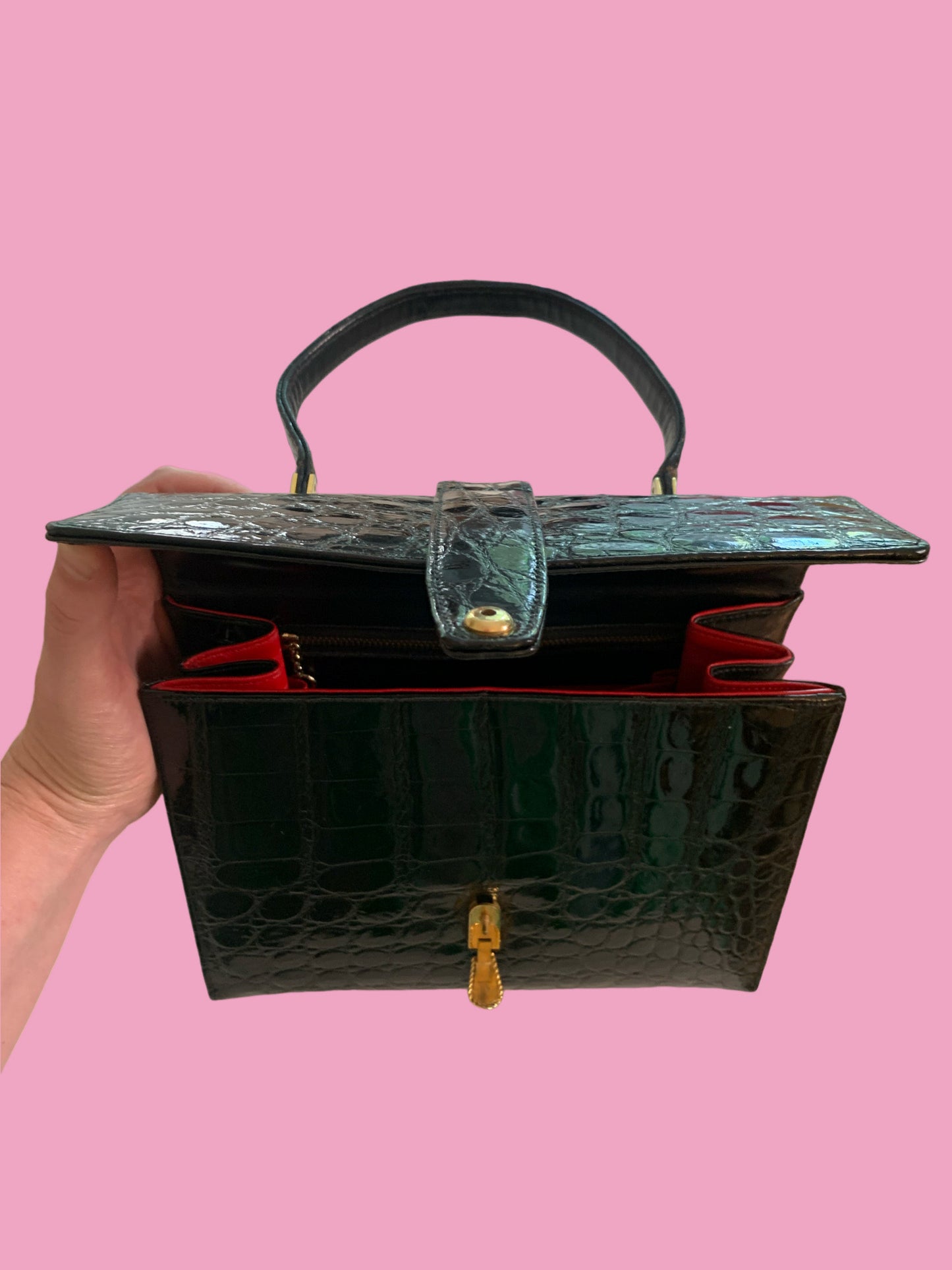 Mid Century Alligator Handbag