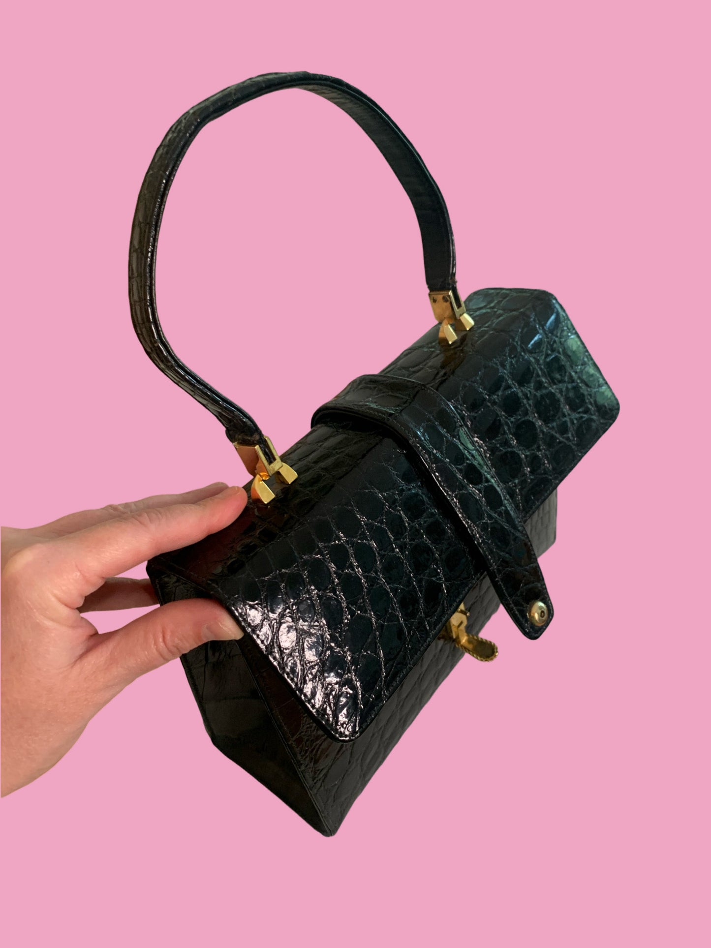 Mid Century Alligator Handbag