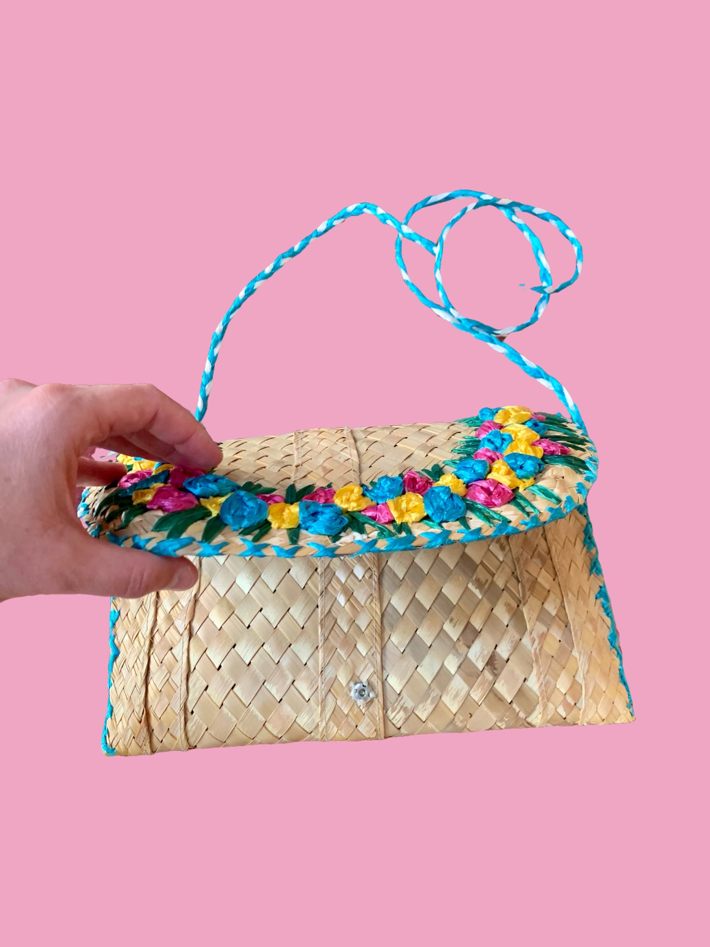 Floral Raffia Clutch