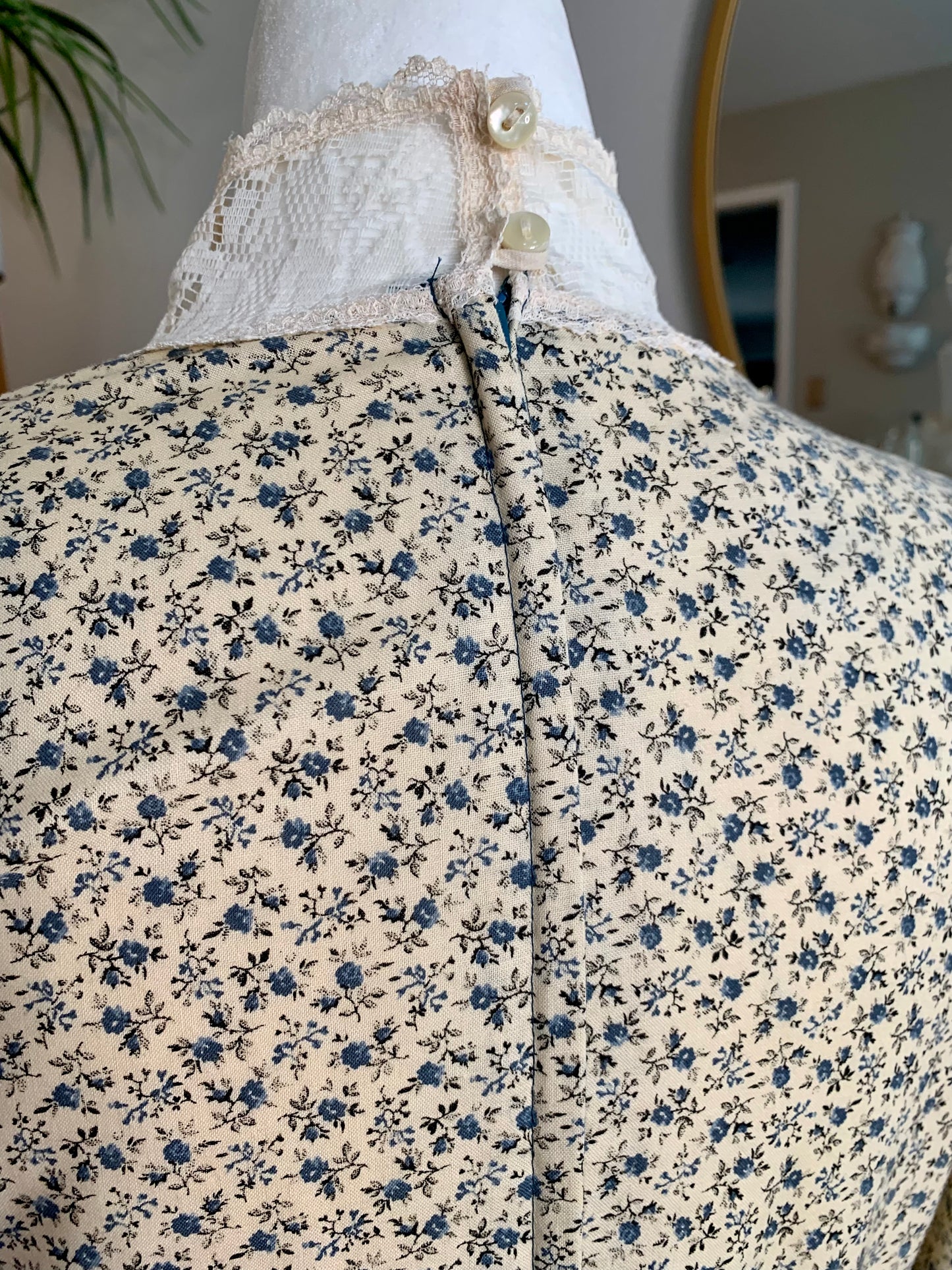 1970s Gunne Sax Blue Prairie Dress
