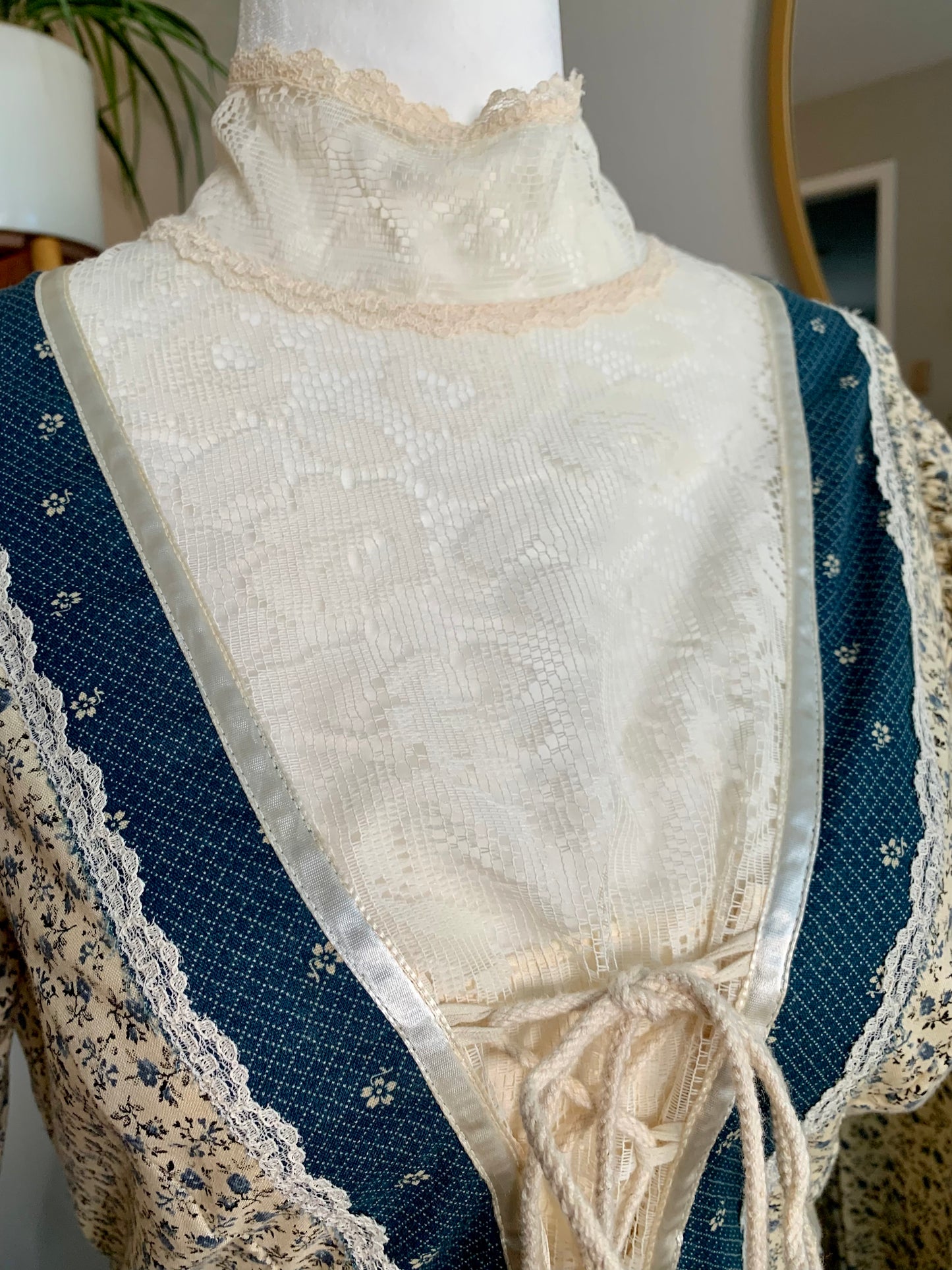 1970s Gunne Sax Blue Prairie Dress