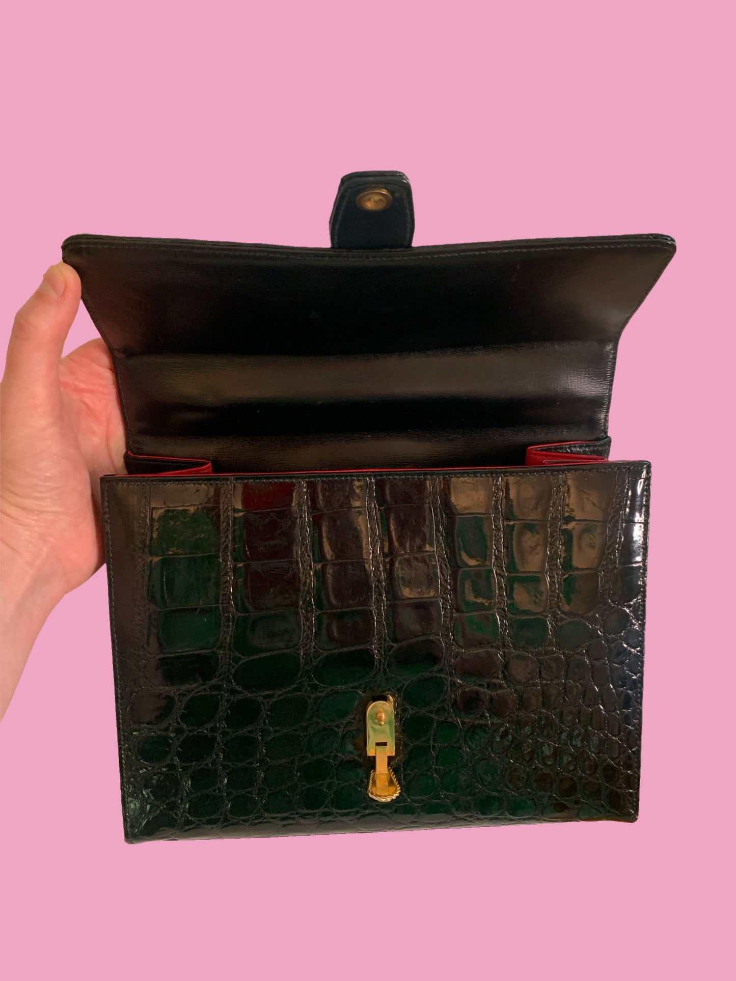 Mid Century Alligator Handbag