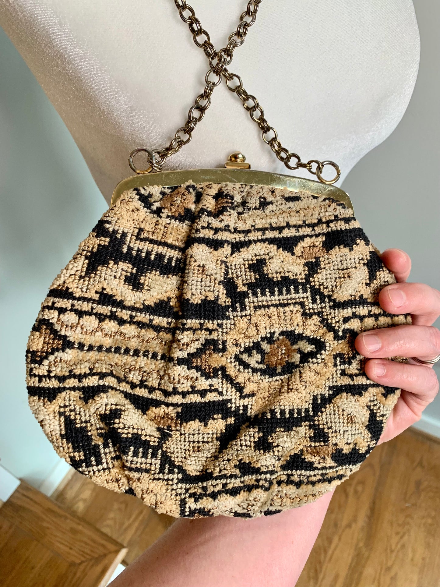 Neutral Tapestry/Chain Purse