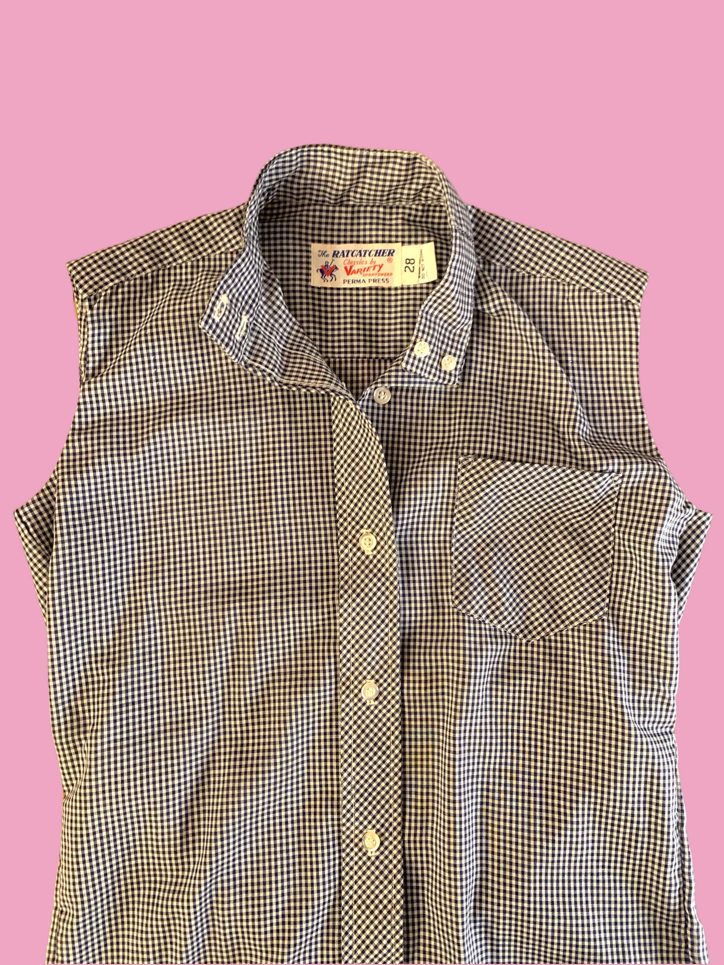 50s Navy/White Checked Blouse