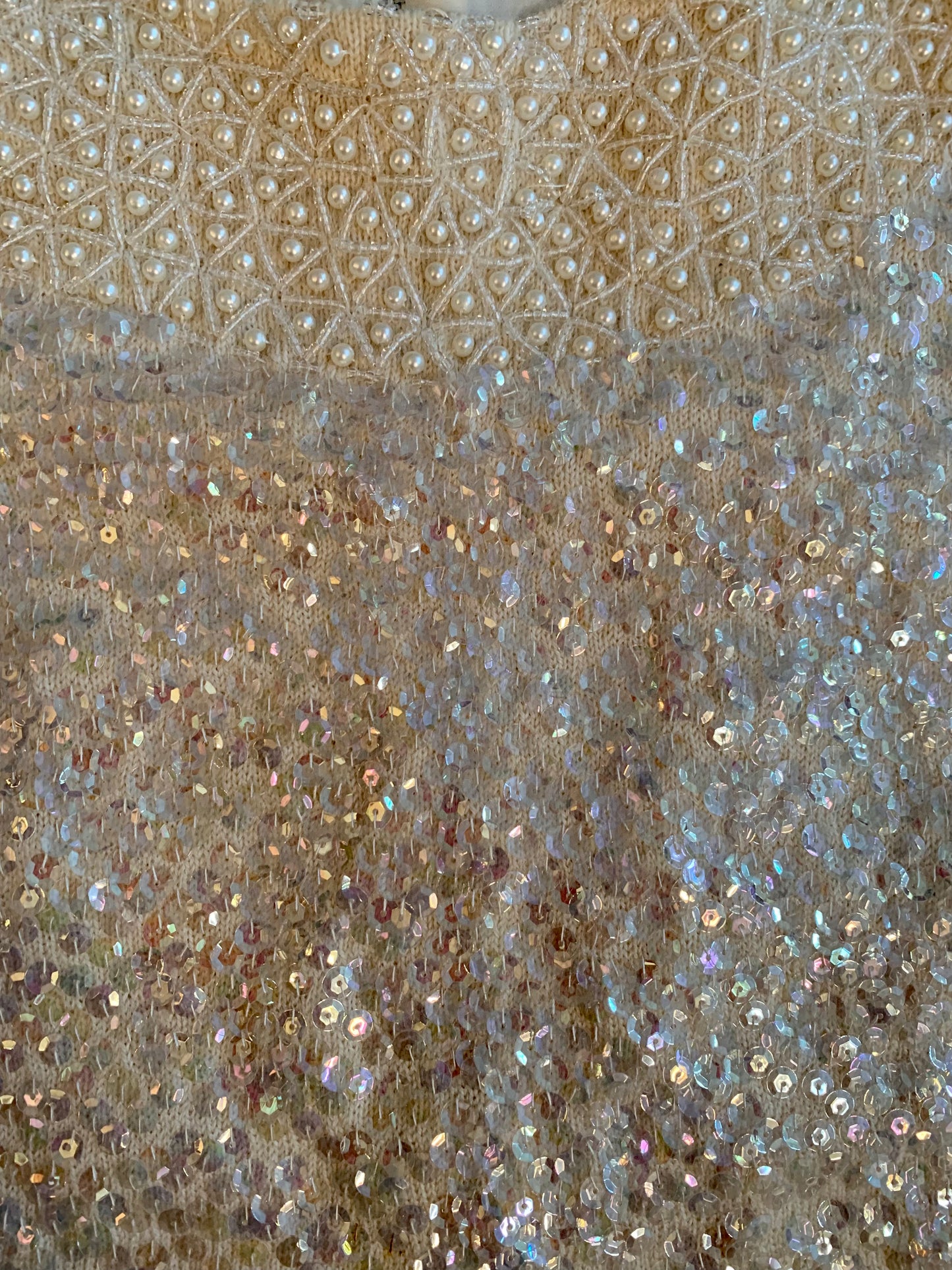 Cream Sequin Beaded Top