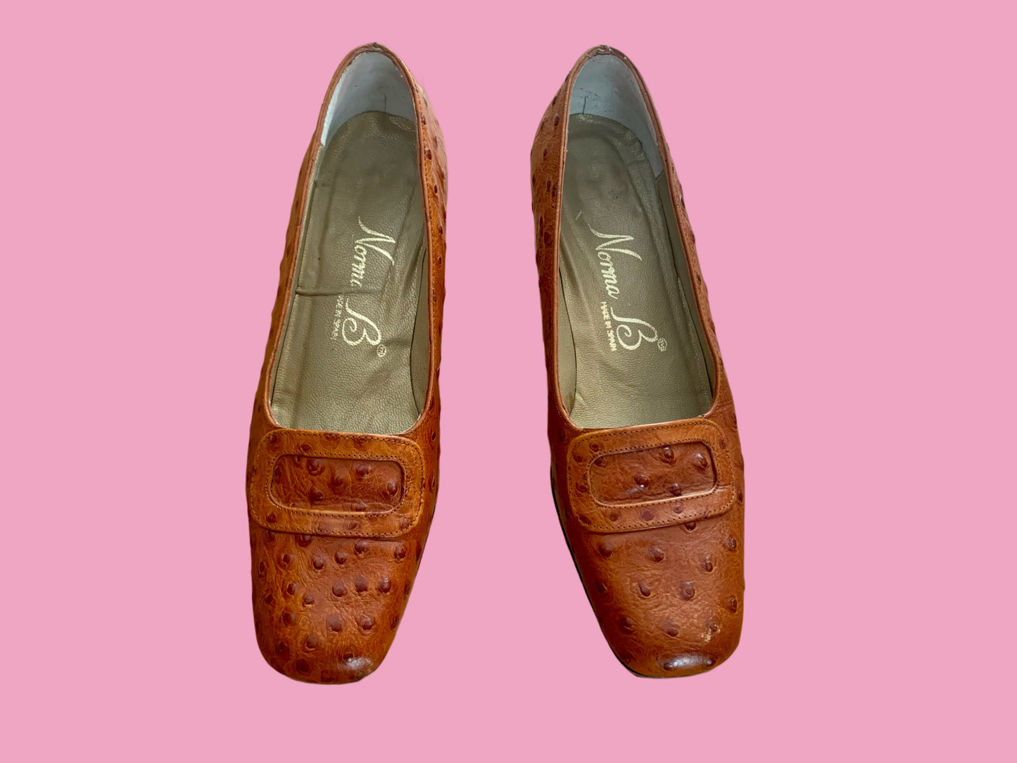 Norma B Ostrich Skin Pumps