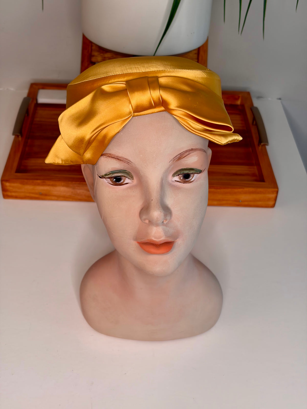 1950s Marigold Satin Hat w/ Front Bow