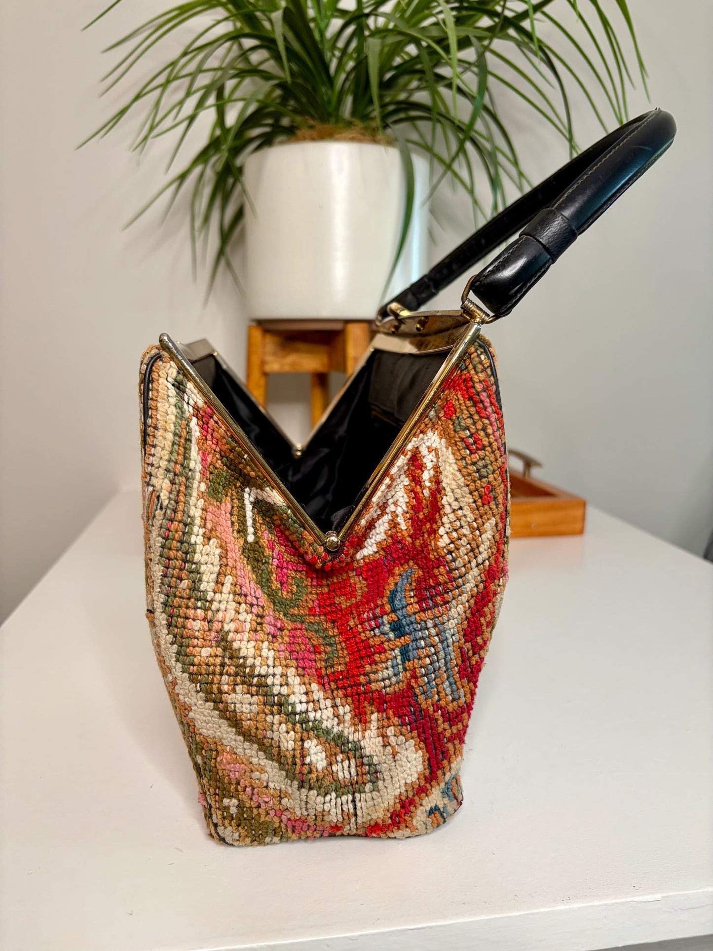 1960s Tapestry Carpet Handbag