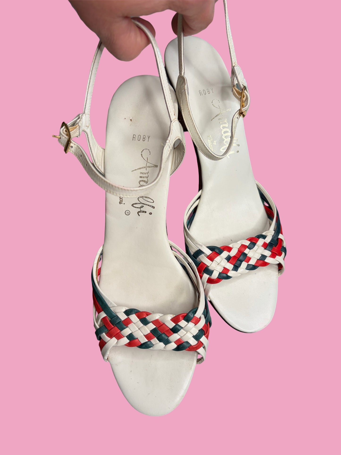 1970s Woven Leather Sandals by Amalfi Rangoni