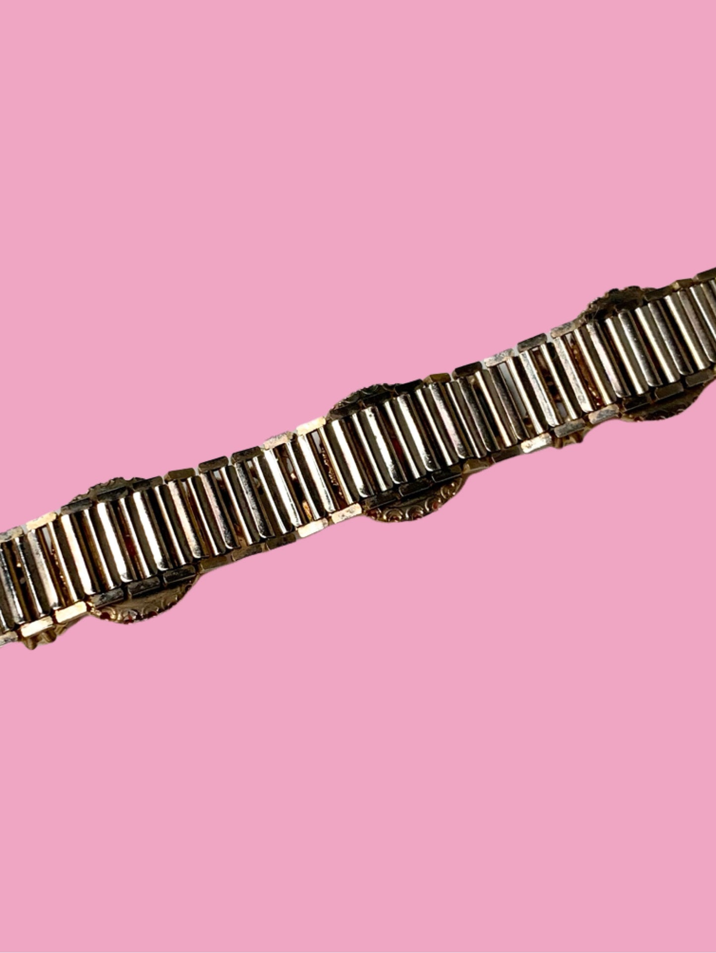 Mid Century Carved Celluloid Rose Bracelet