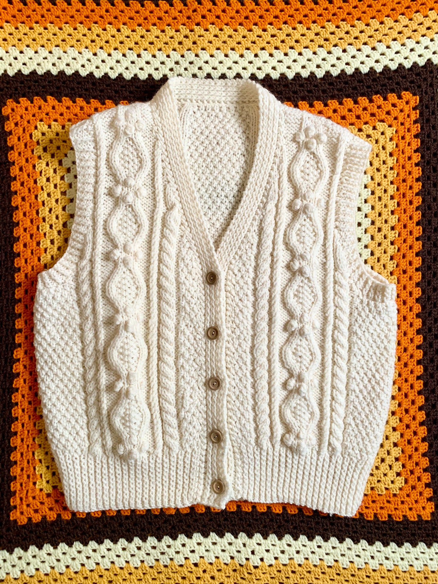 70s Cream Knit Vest
