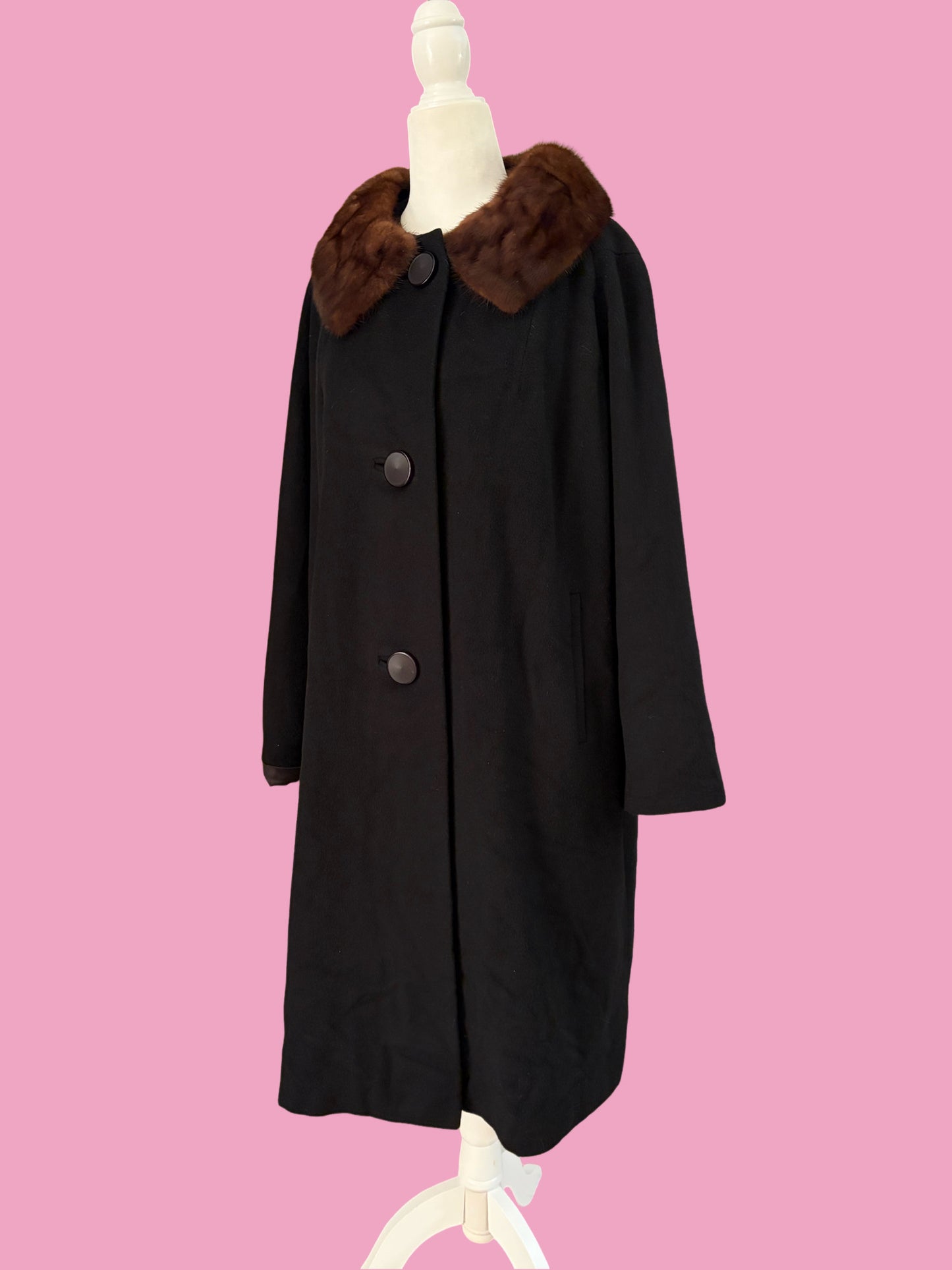 1950s Cashmere Coat with Mink Collar