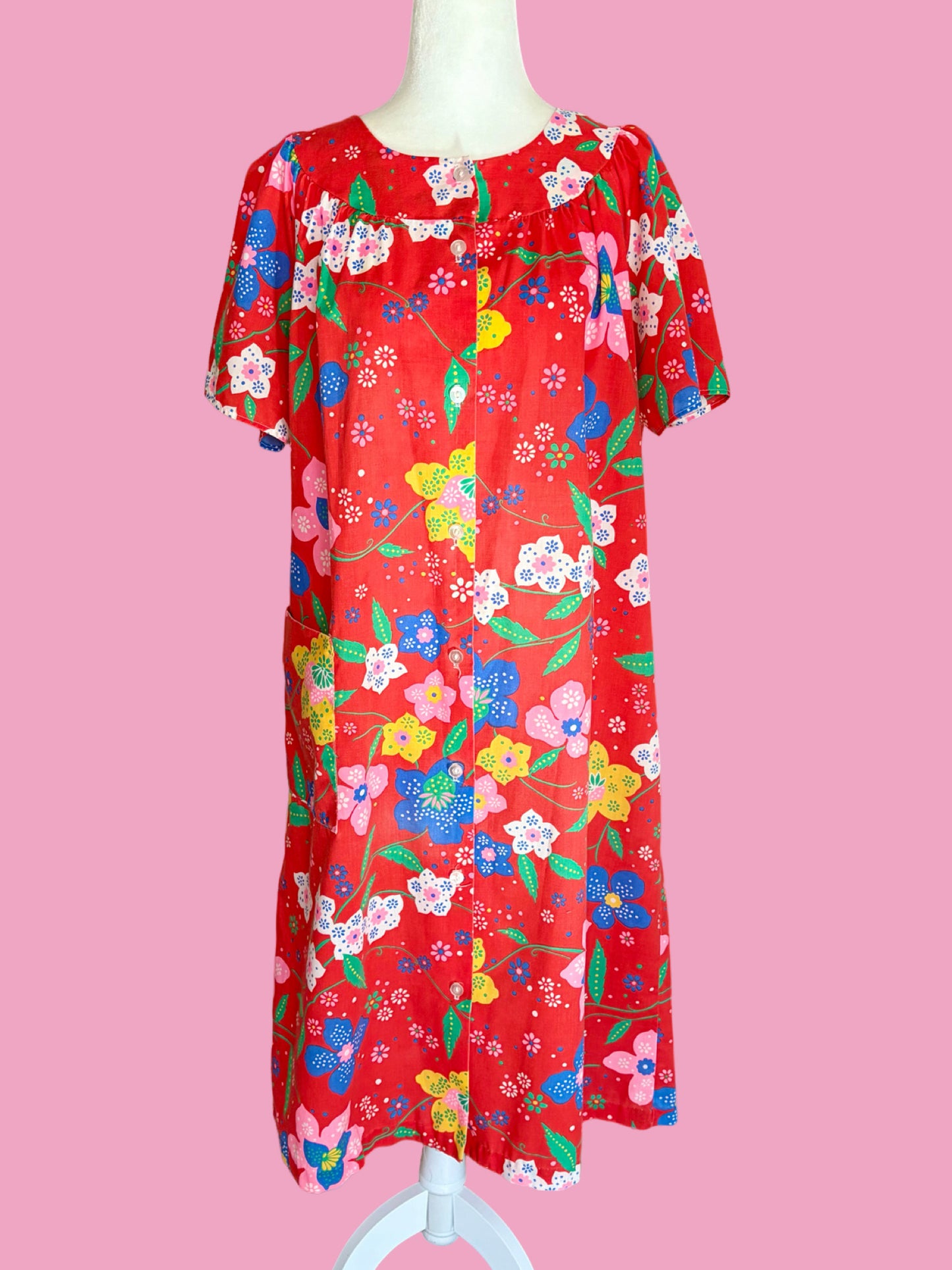 1960s Groovy Cotton Flower Power House Dress