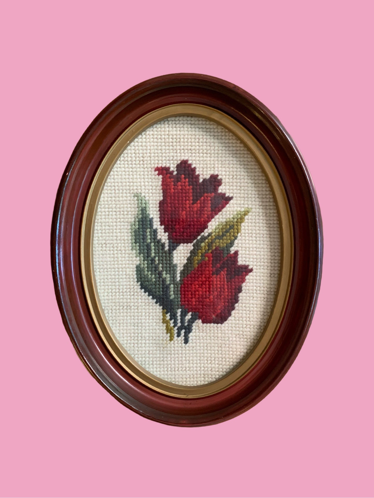 Pair of Floral Needlepoints