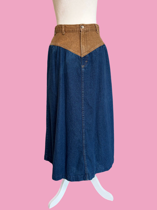 1980s Oshkosh Denim Midi Skirt