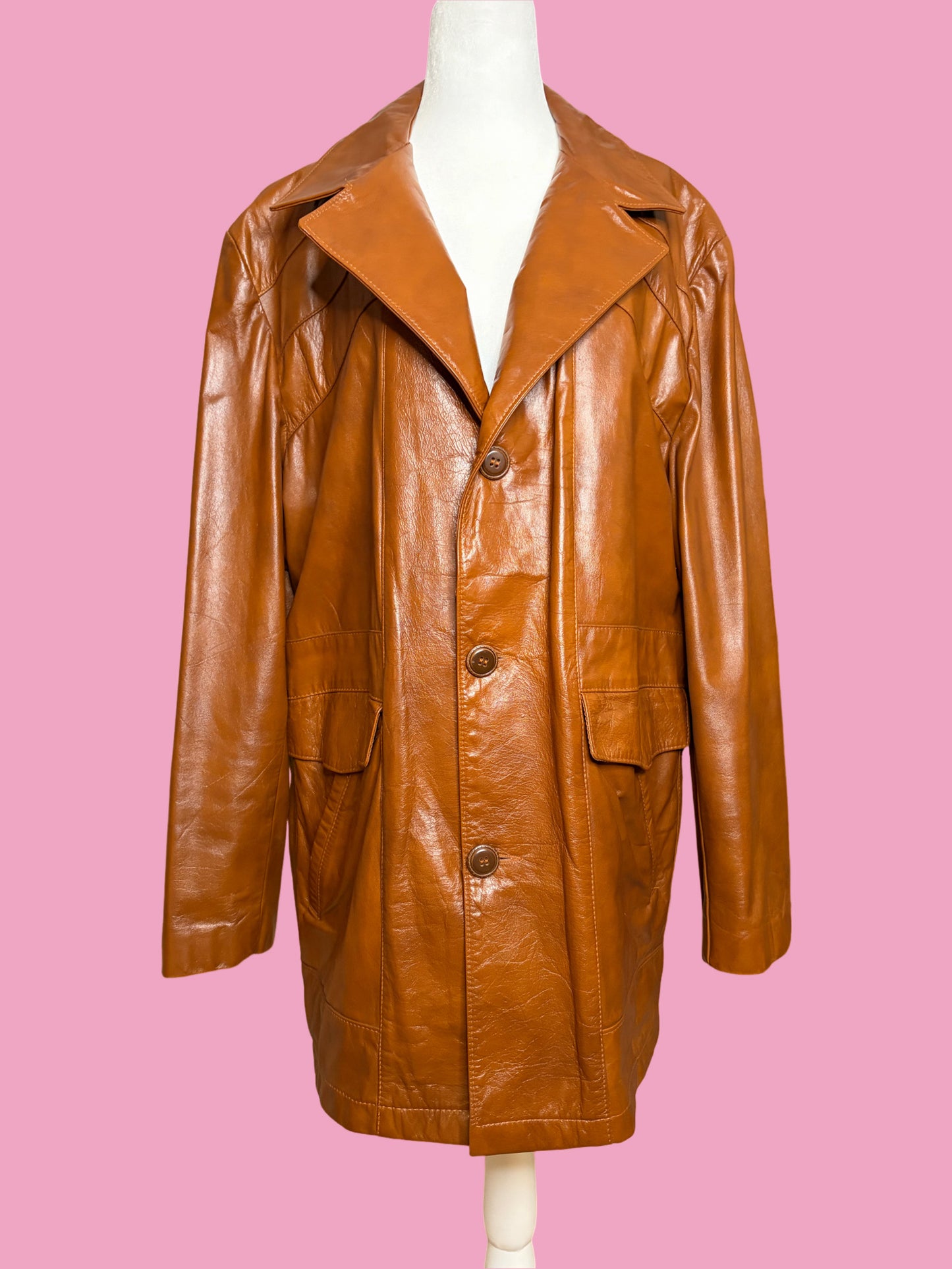1970s Men’s Caramel Leather Jacket