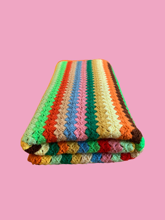Rainbow Knit Afghan