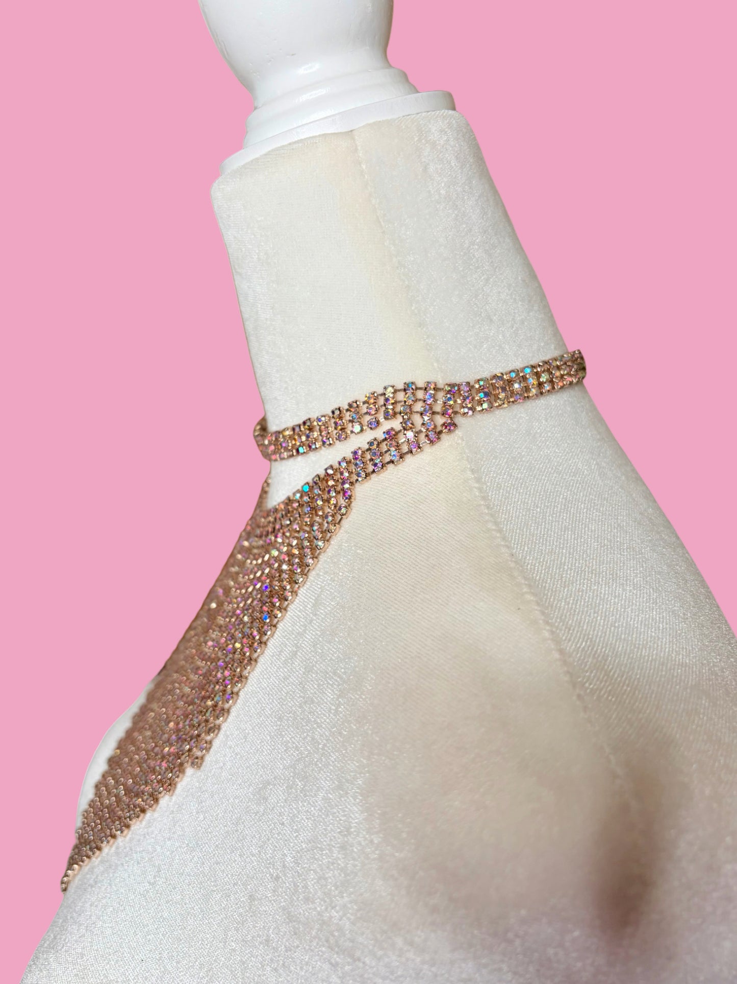 Vintage Rhinestone Fringe Choker Bib Necklace