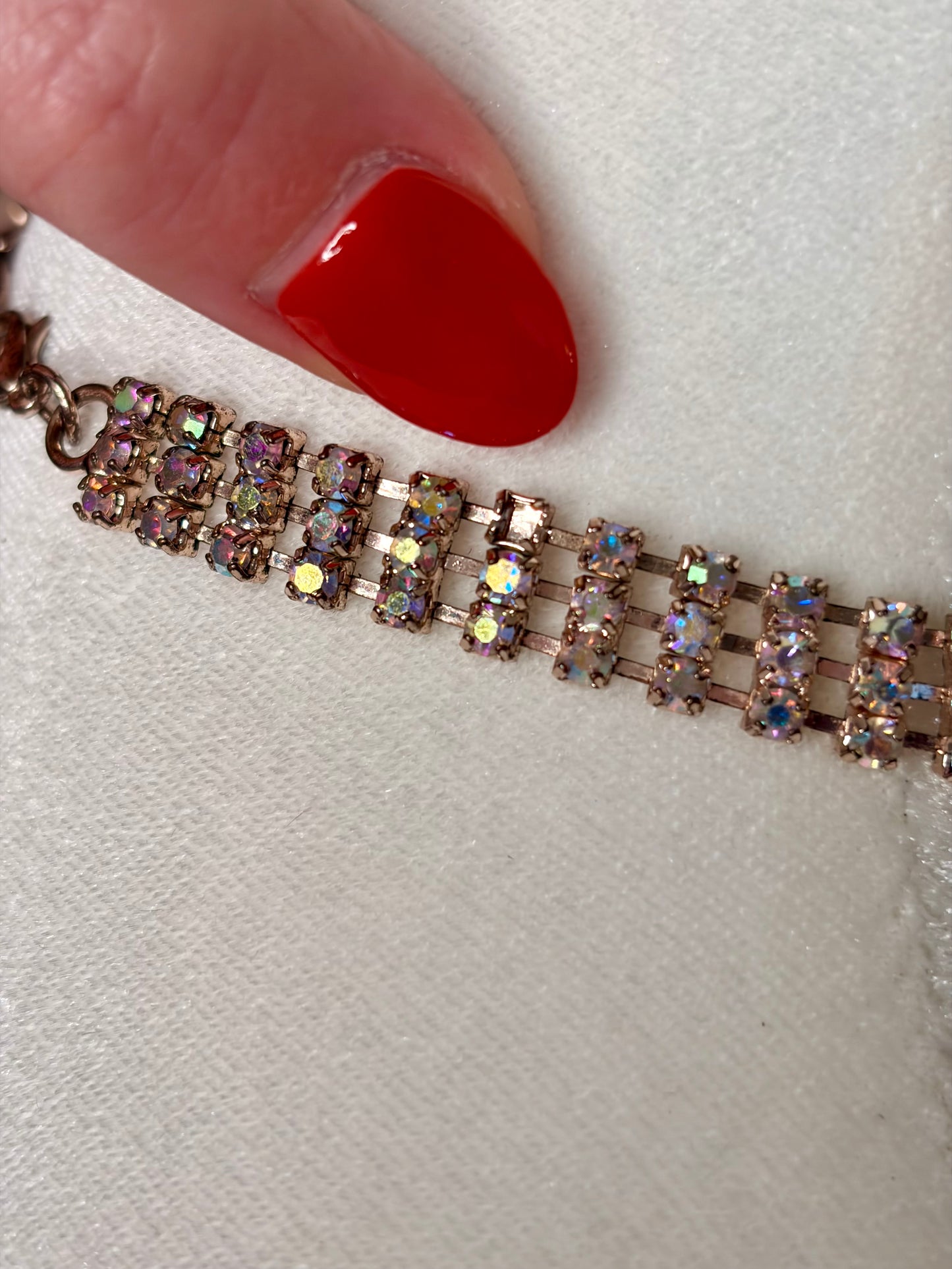 Vintage Rhinestone Fringe Choker Bib Necklace