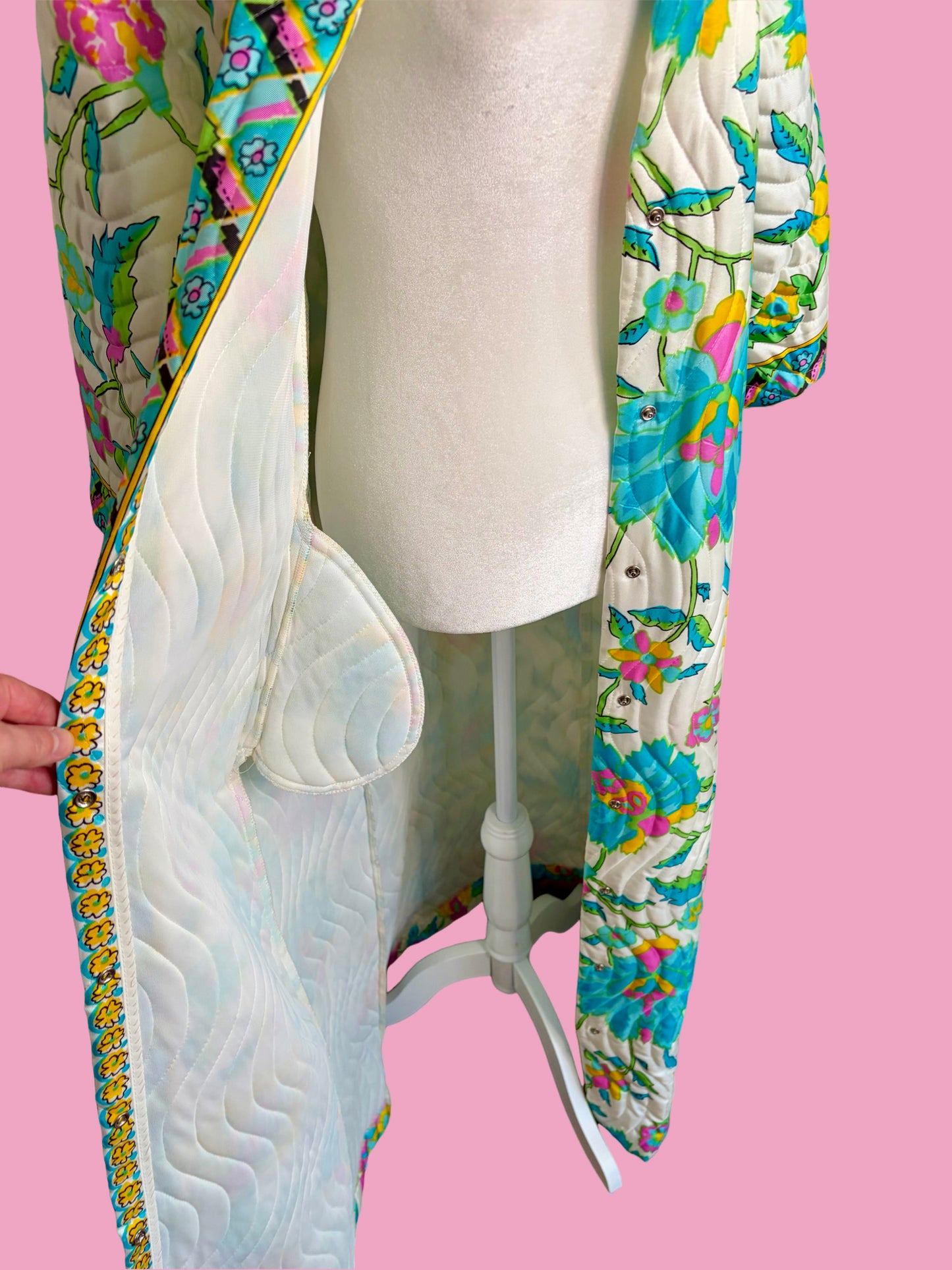 1960s Retro Quilted Robe Duster by Evelyn Pearson