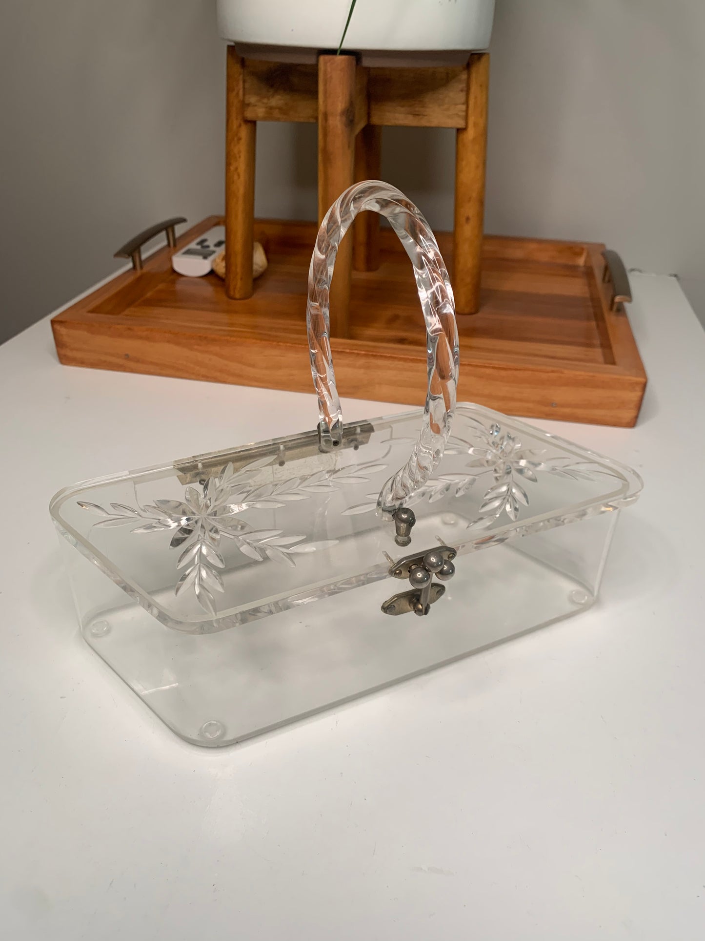 1950s Carved Lucite Handbag