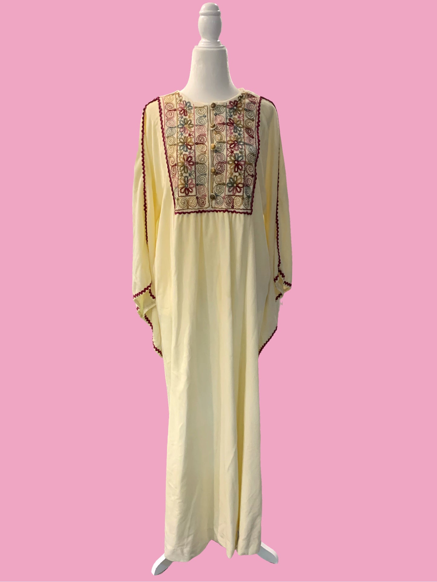 70s Boho Embroidered Gown