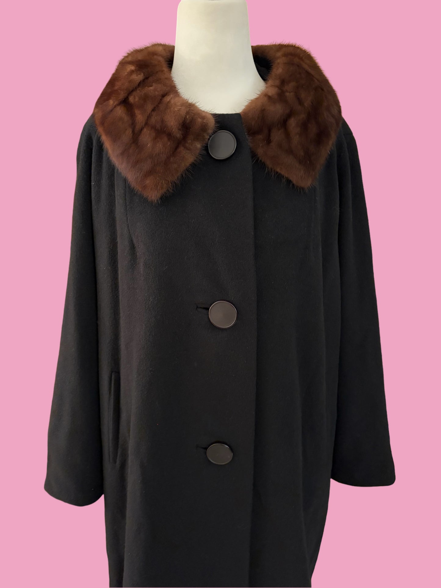 1950s Cashmere Coat with Mink Collar