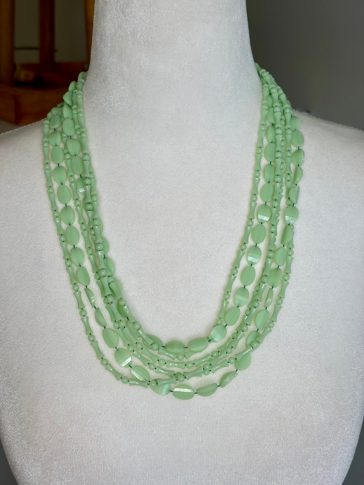 1960s MOD Matching Light Green Acrylic Necklace & Link/Chain Belt Set
