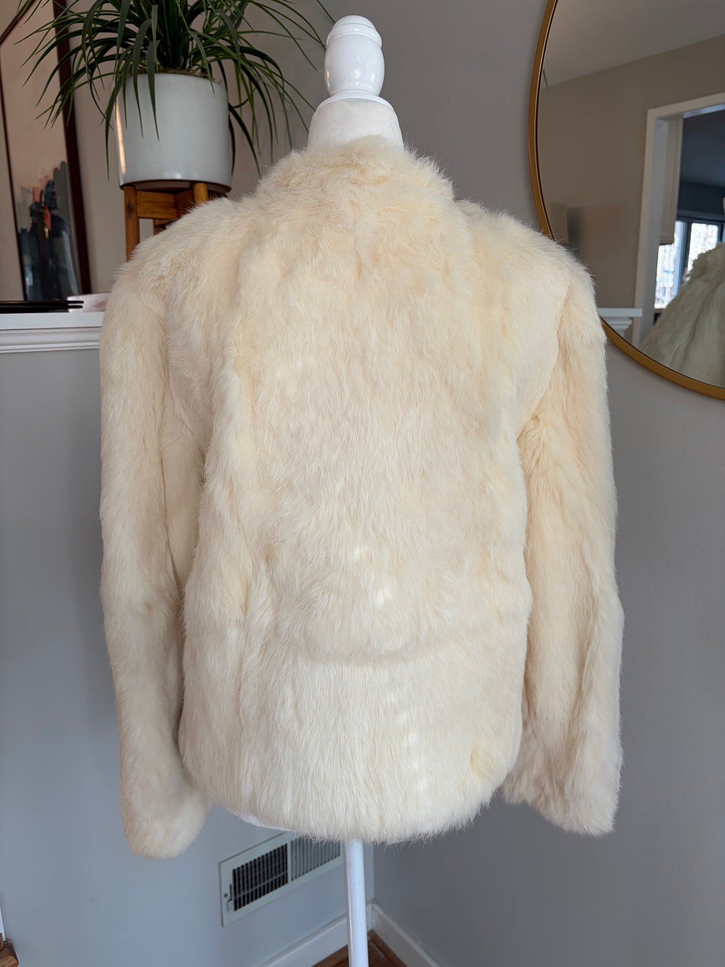 1950s Cream Rabbit Fur Cropped Jacket