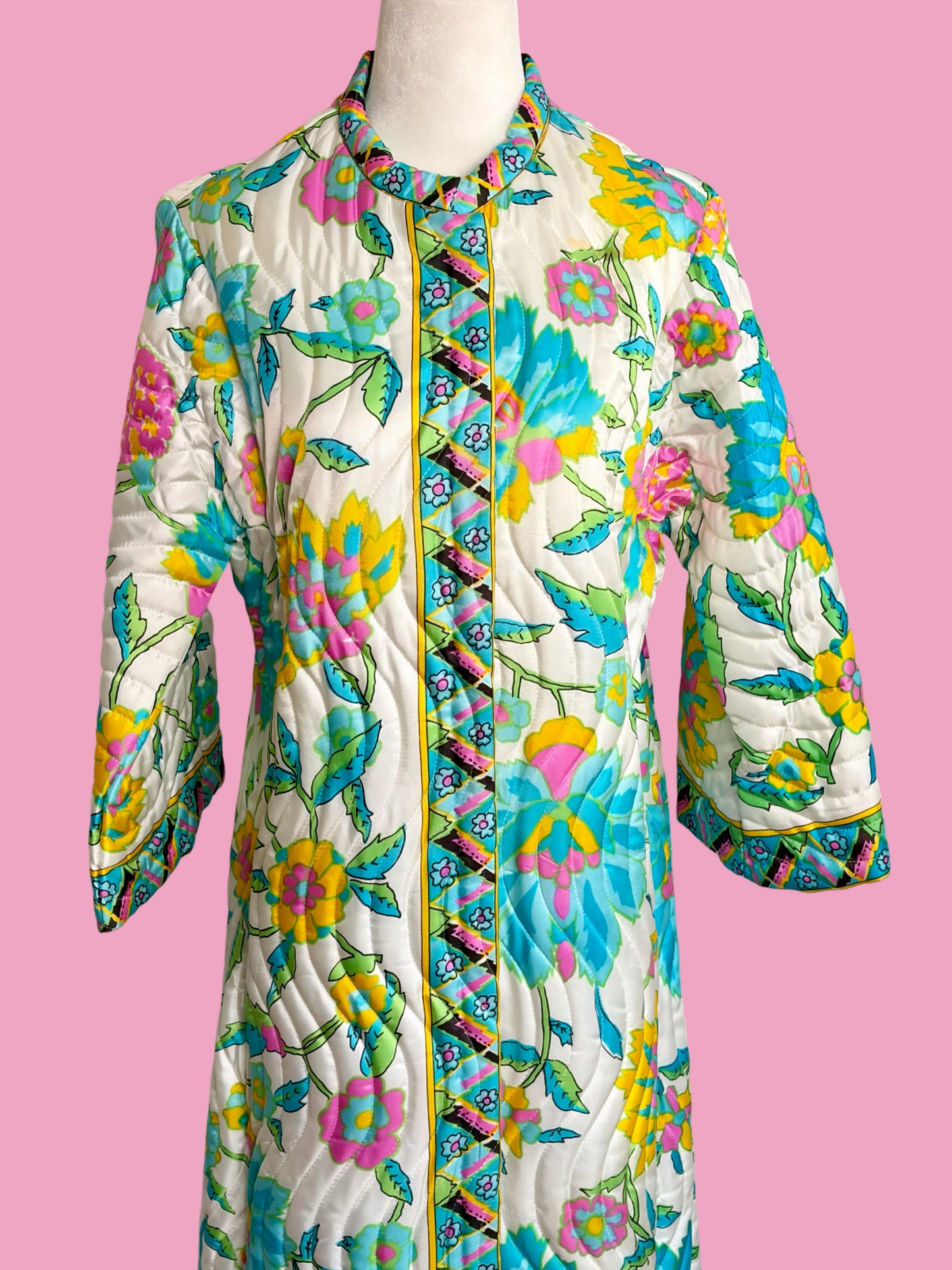 1960s Retro Quilted Robe Duster by Evelyn Pearson