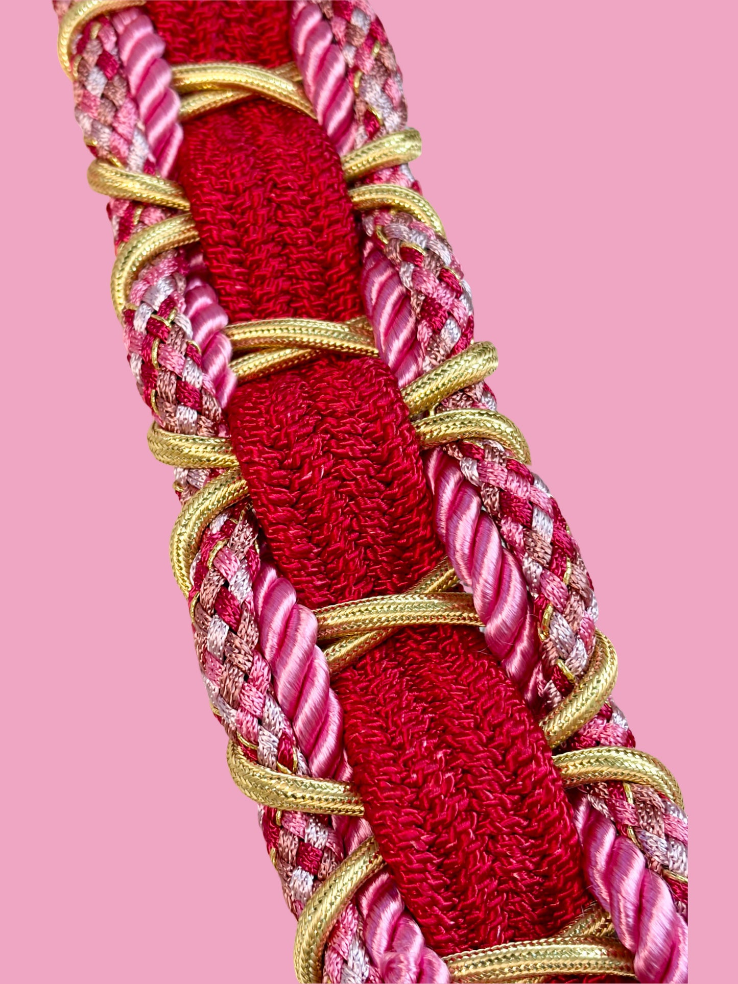 1980s Pink/Red Braided Cord Rope Belt