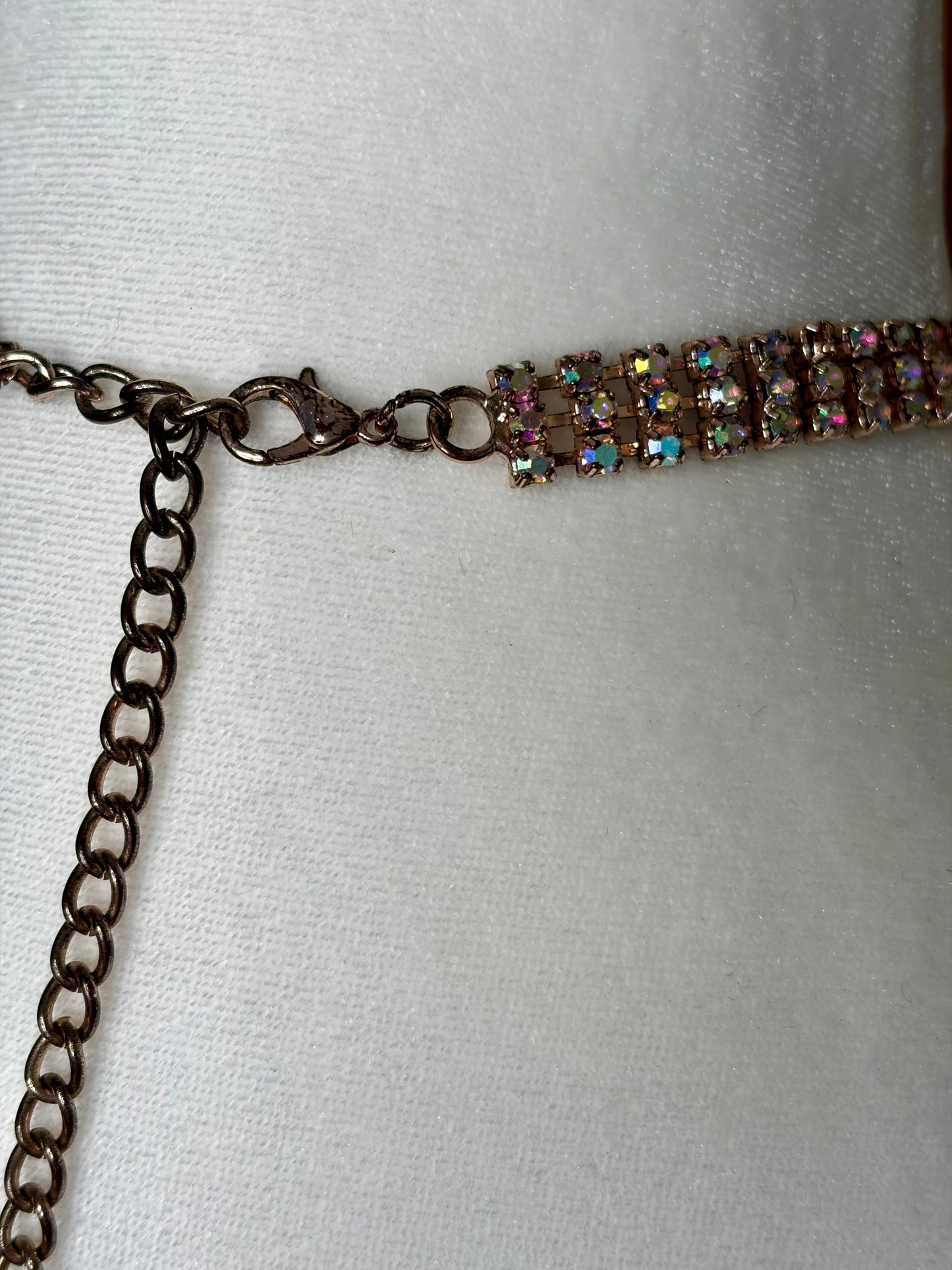 Vintage Rhinestone Fringe Choker Bib Necklace