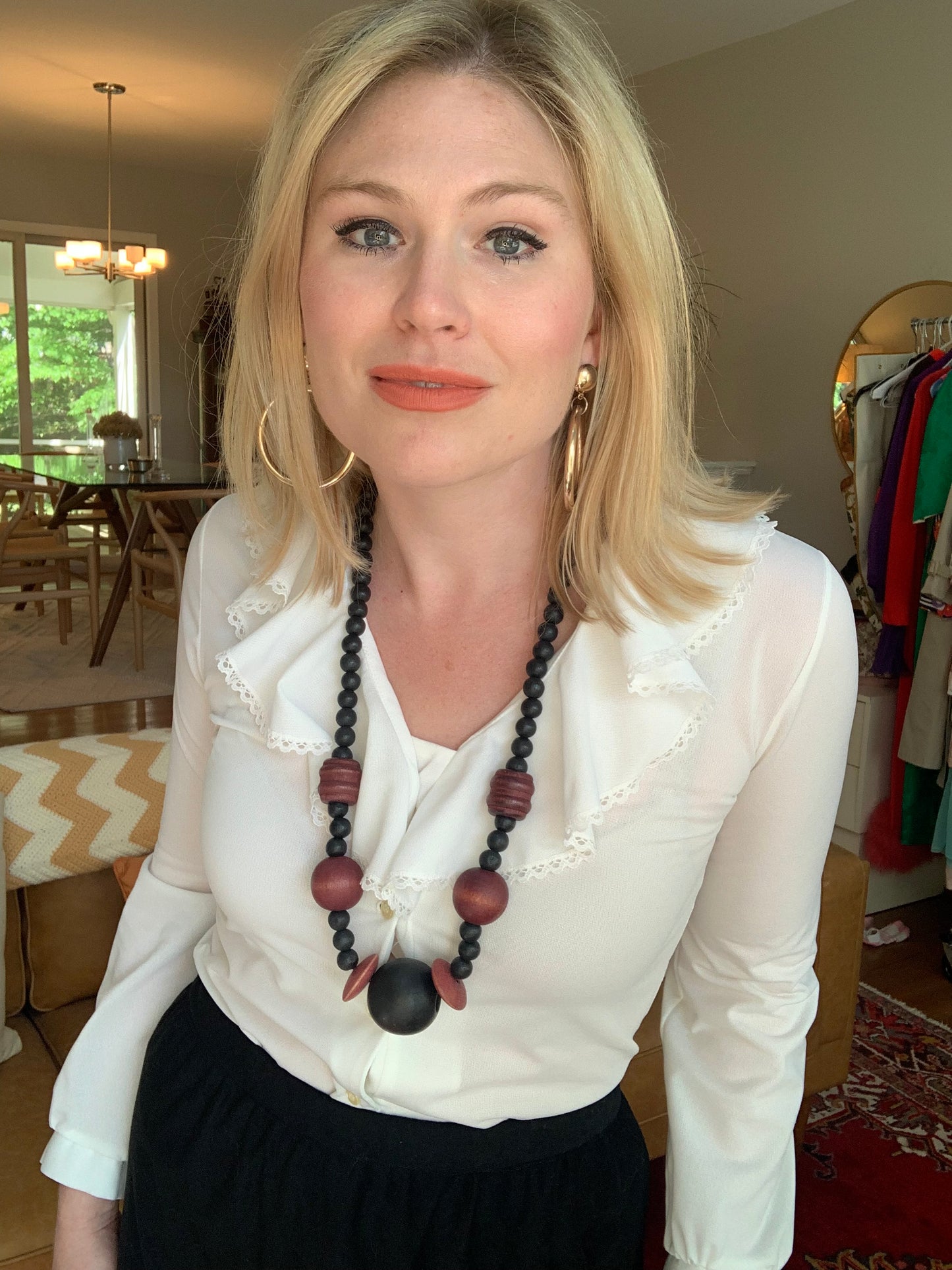 1970s Cooper Creations for La Vogue Ruffle/Lace Collar Blouse