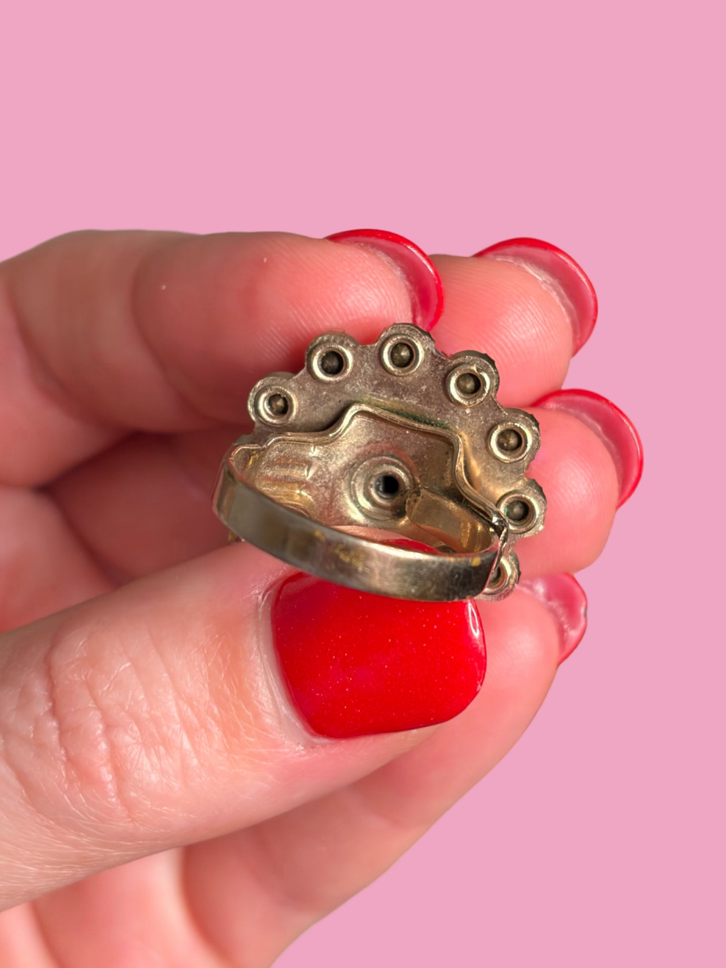 1960s Cluster Blue Rhinestone Cocktail Ring