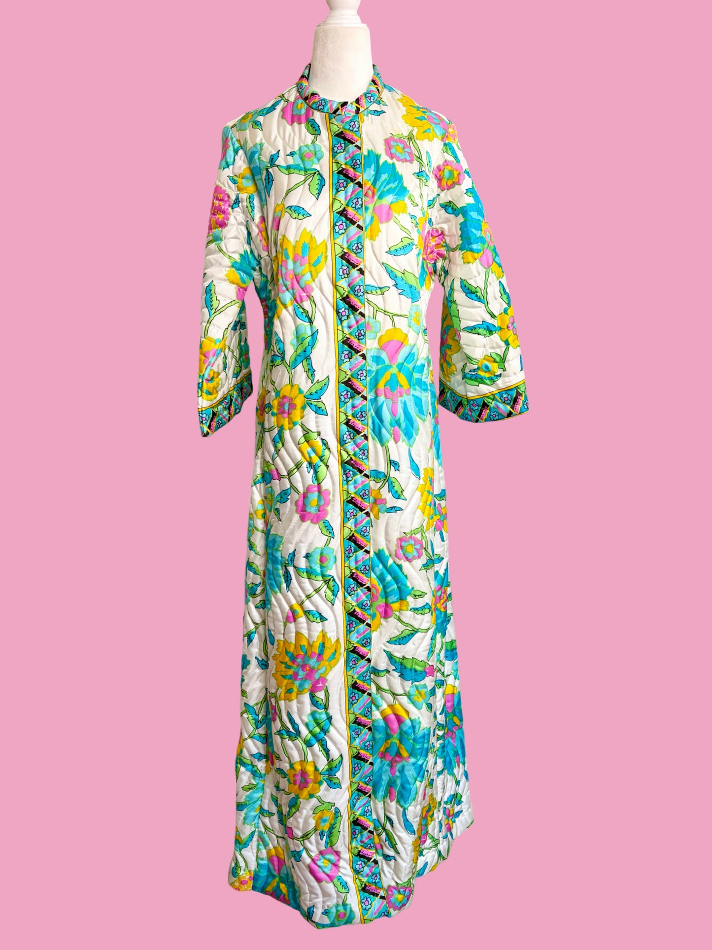 1960s Retro Quilted Robe Duster by Evelyn Pearson