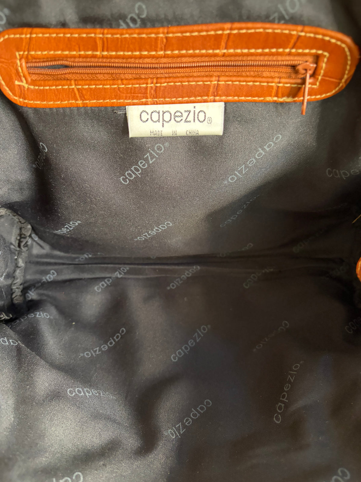 1980s Deadstock NWT Two Toned Crocodile Embossed Faux Leather Handbag by Capezio