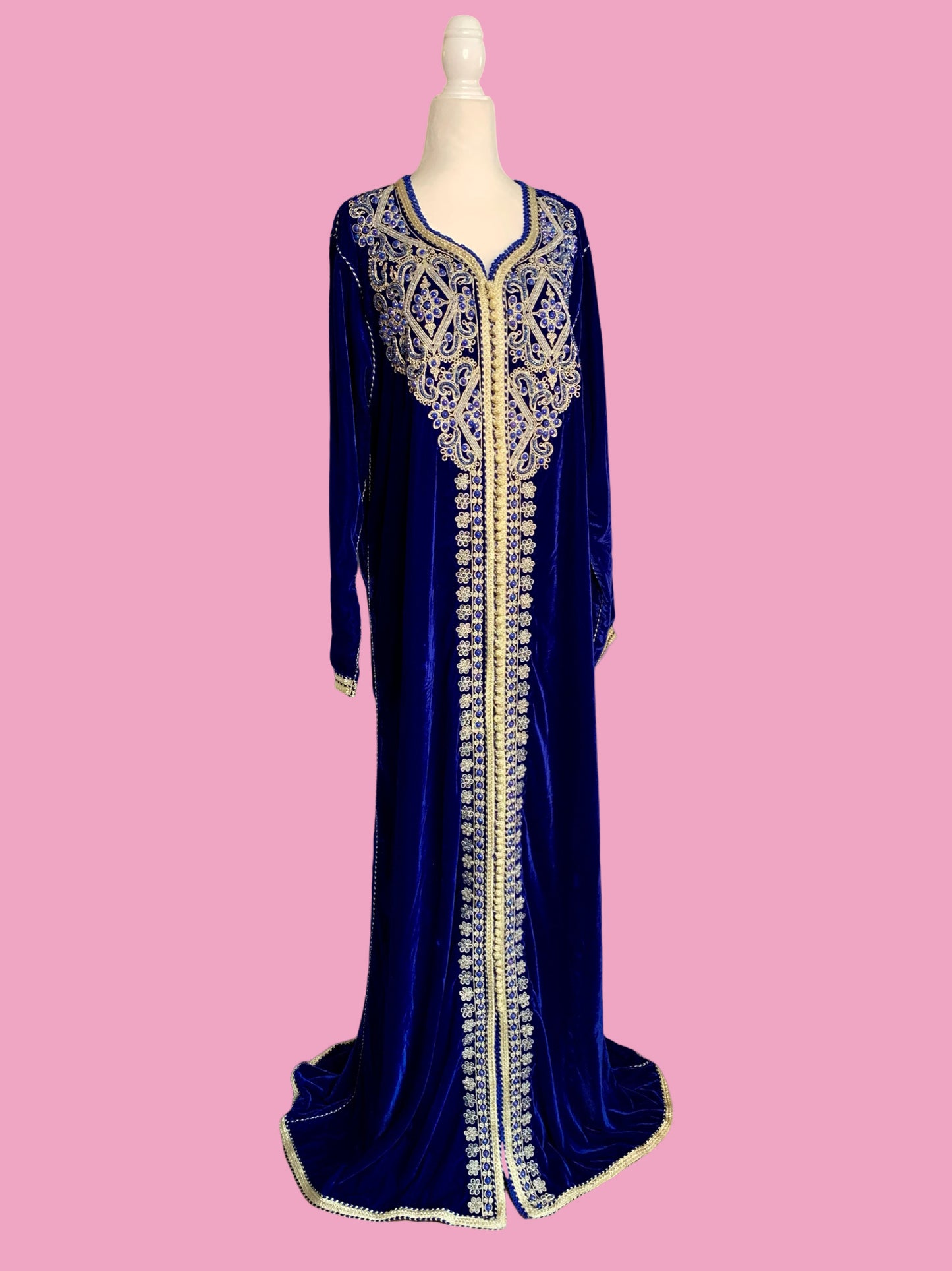 Vintage Blue Velvet Indian Caftan