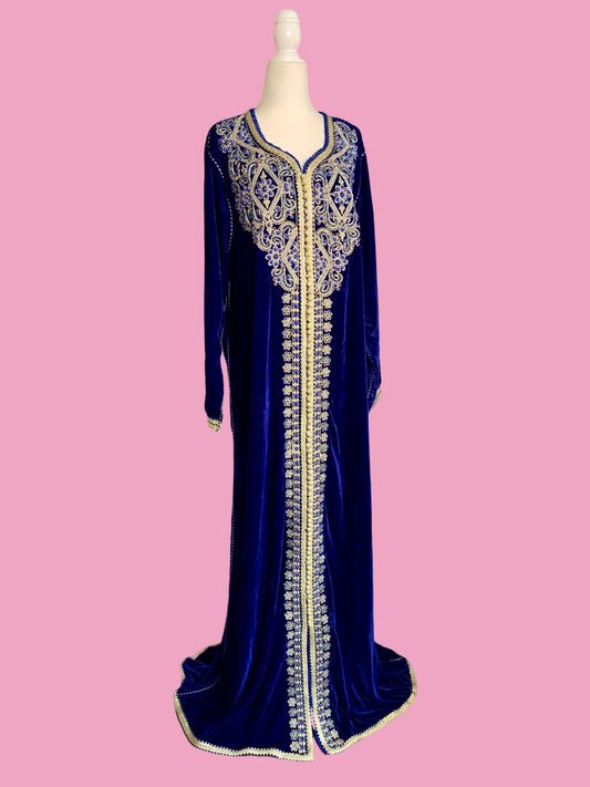 Vintage Blue Velvet Indian Caftan