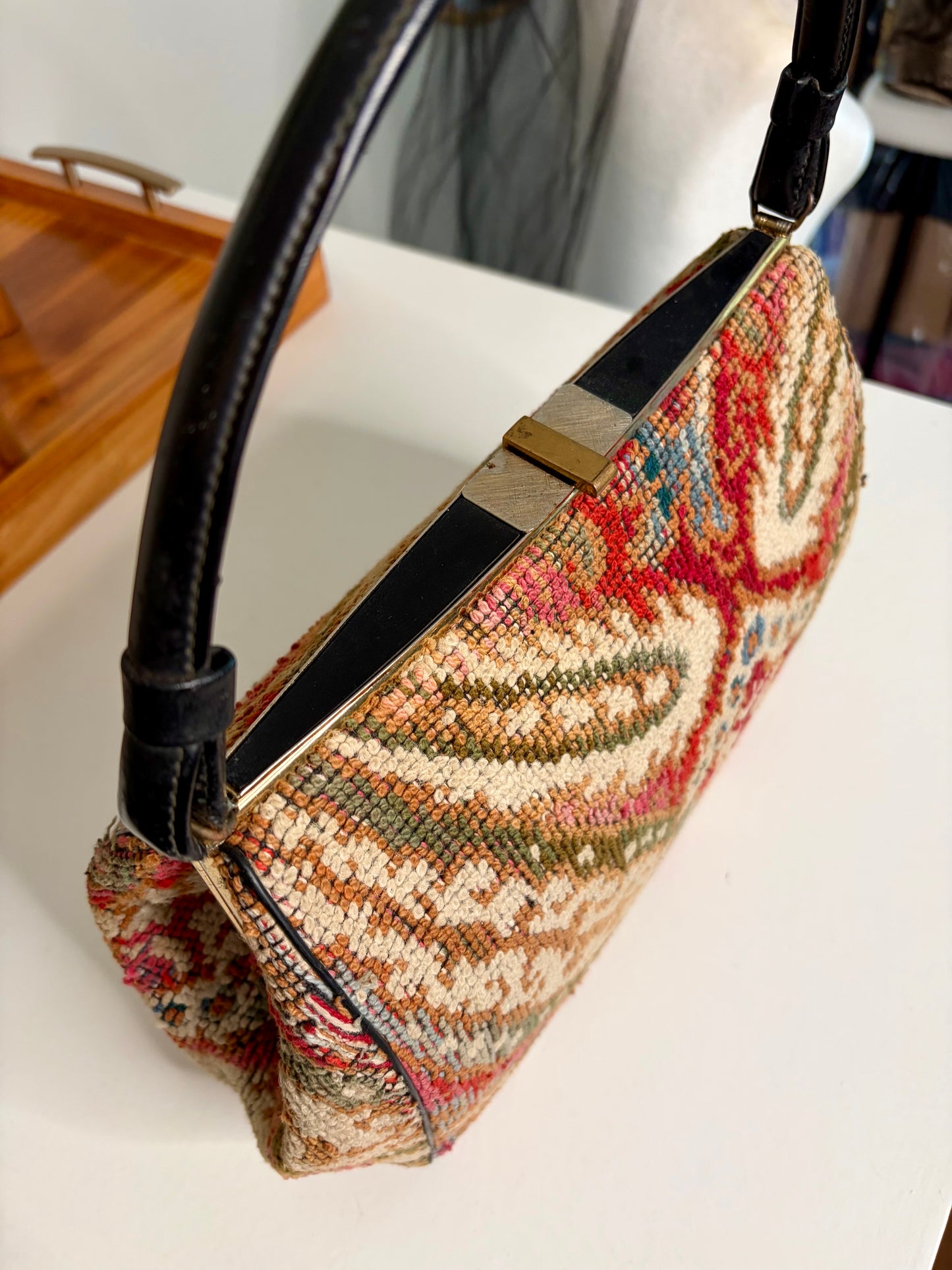 1960s Tapestry Carpet Handbag