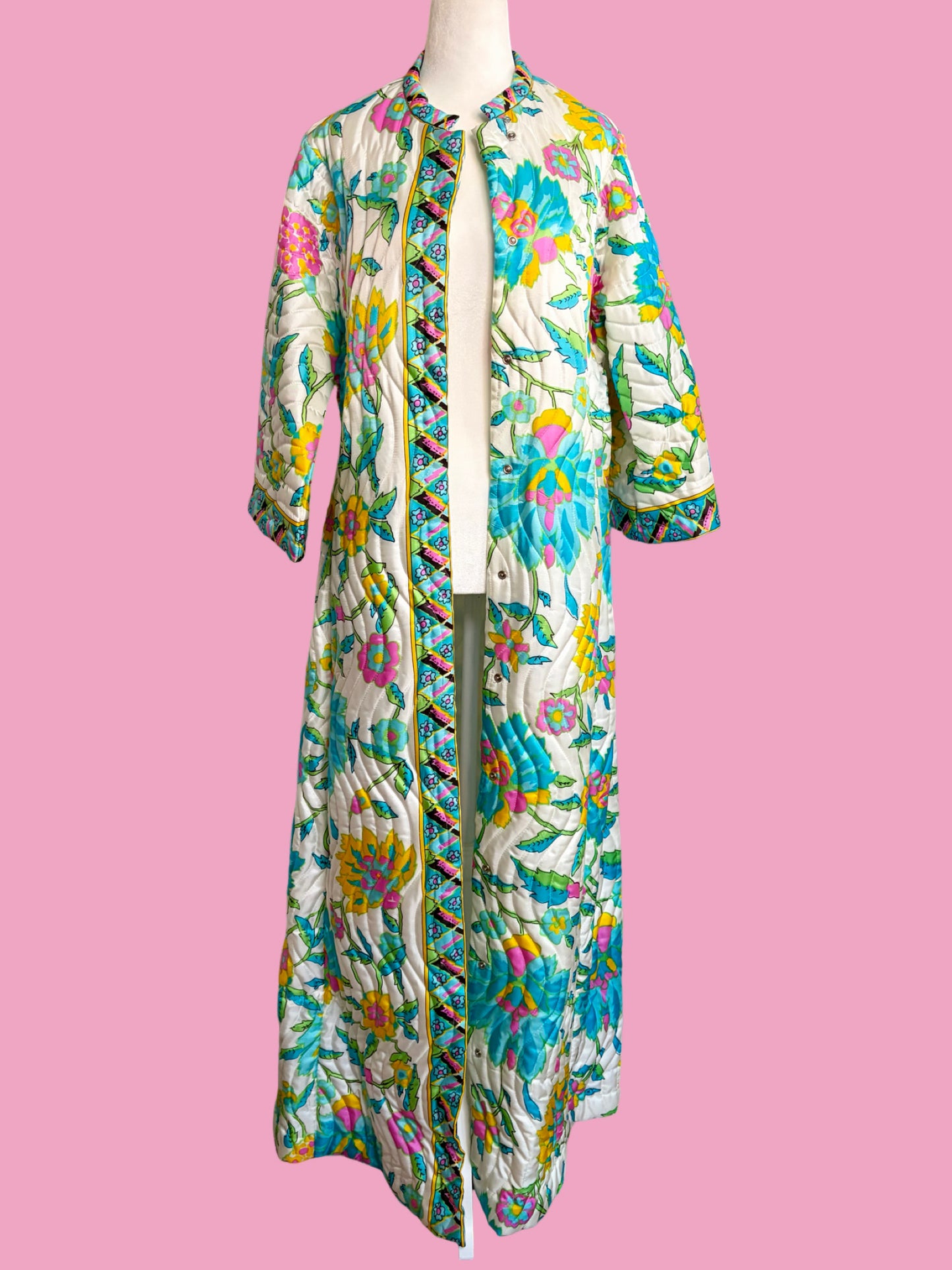 1960s Retro Quilted Robe Duster by Evelyn Pearson