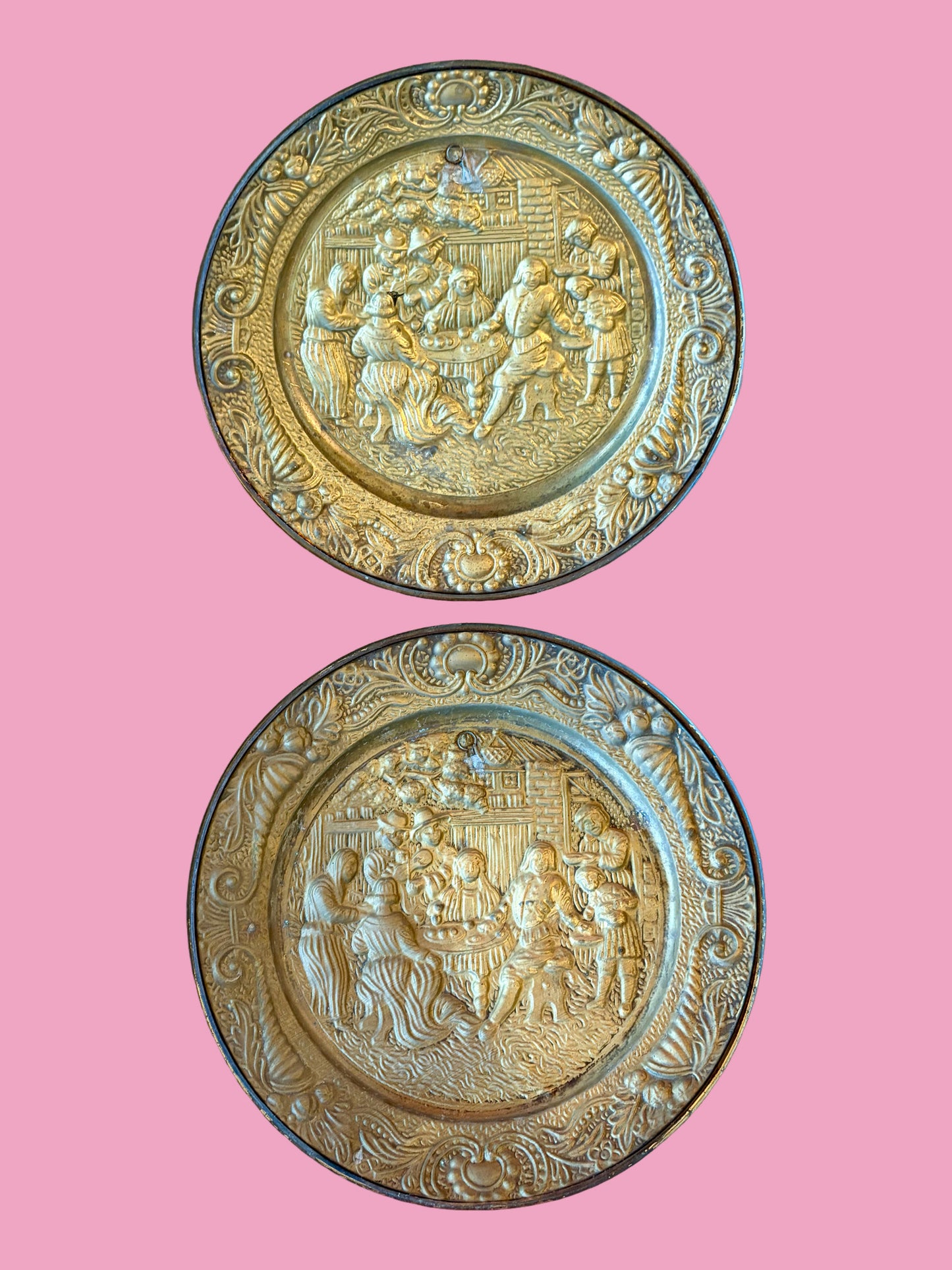 Pair of 1950s Mid Century Brass Wall Plates