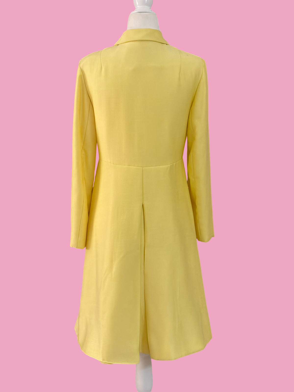 1960s Vintage Yellow Coat w/ Lucite/Rhinestone Buttons