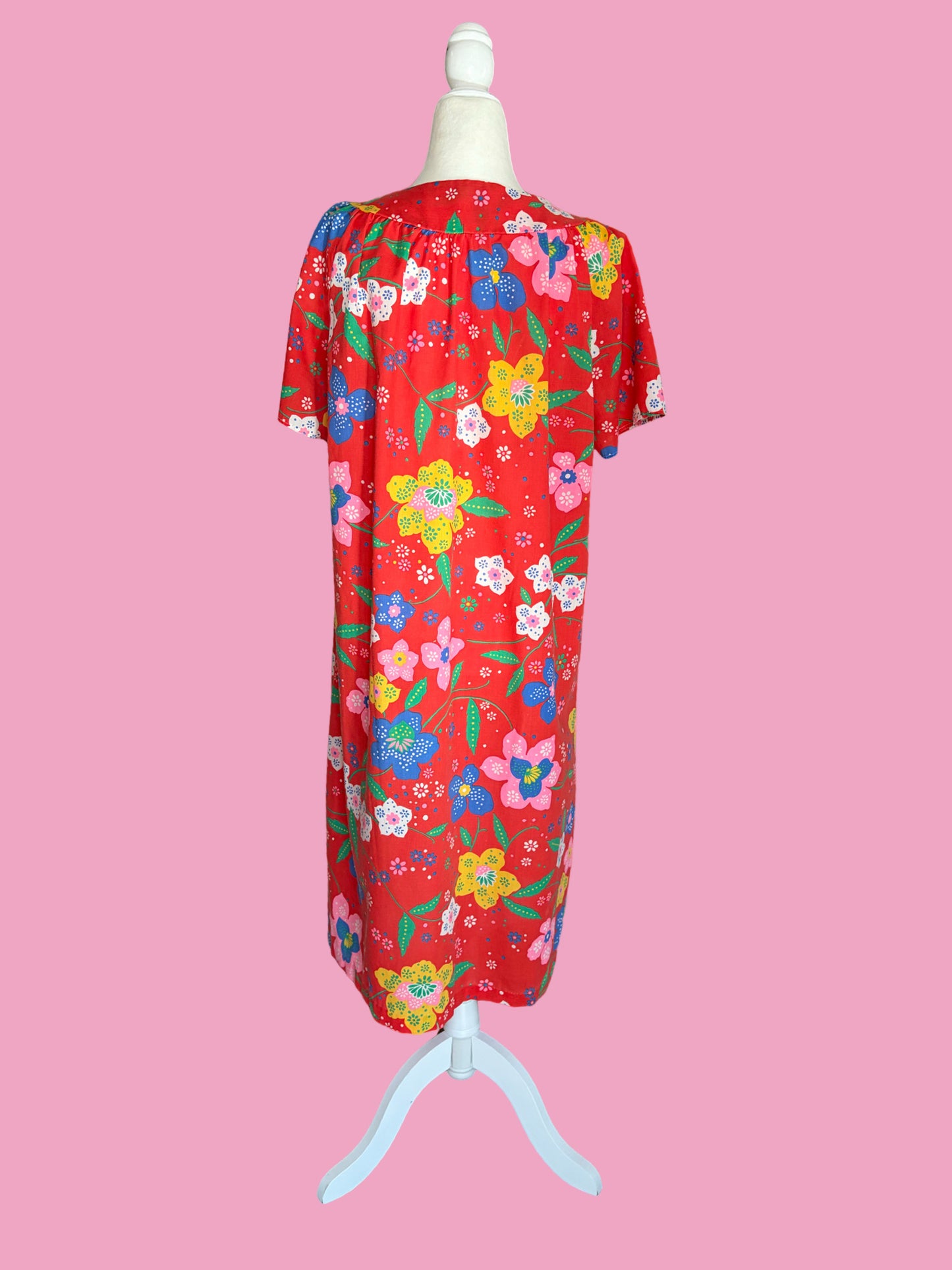 1960s Groovy Cotton Flower Power House Dress