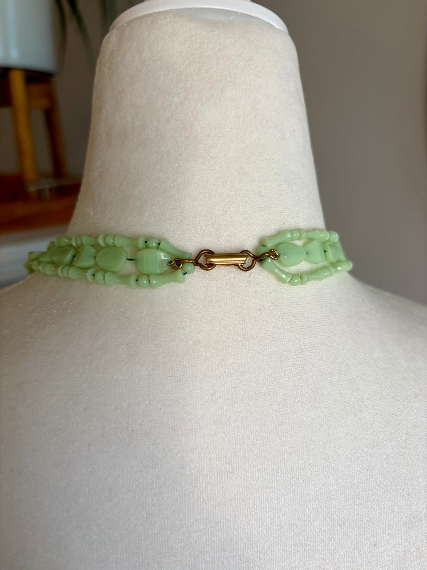 1960s MOD Matching Light Green Acrylic Necklace & Link/Chain Belt Set