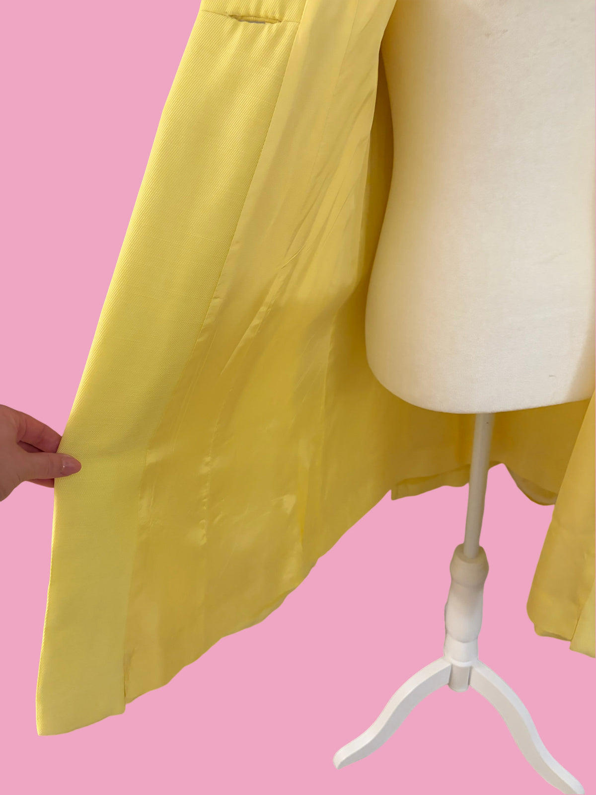 1960s Vintage Yellow Coat w/ Lucite/Rhinestone Buttons