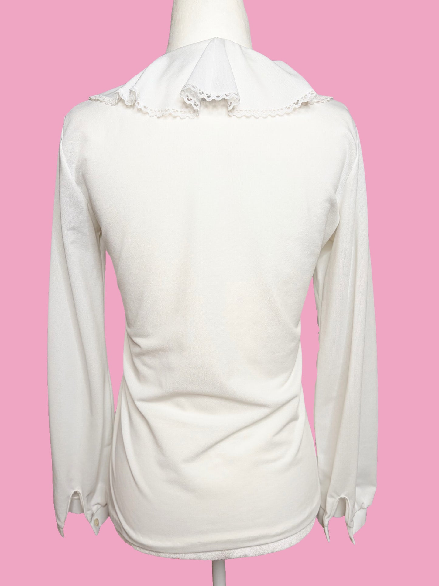 1970s Cooper Creations for La Vogue Ruffle/Lace Collar Blouse