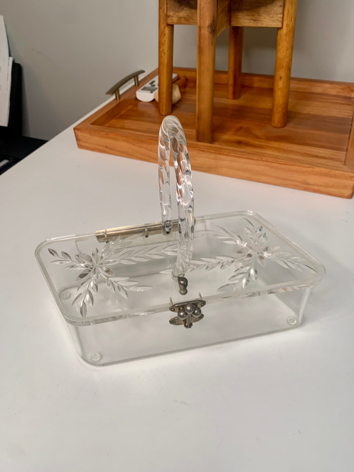 1950s Carved Lucite Handbag