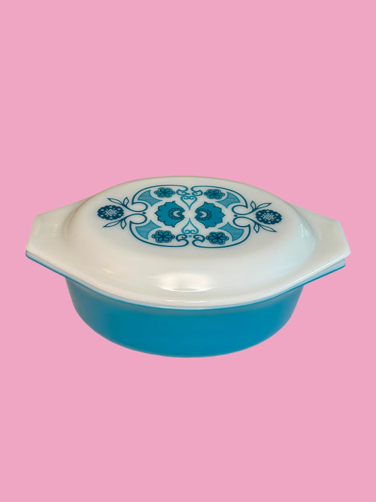 1969 Horizon Blue Pyrex Oval Casserole Dish